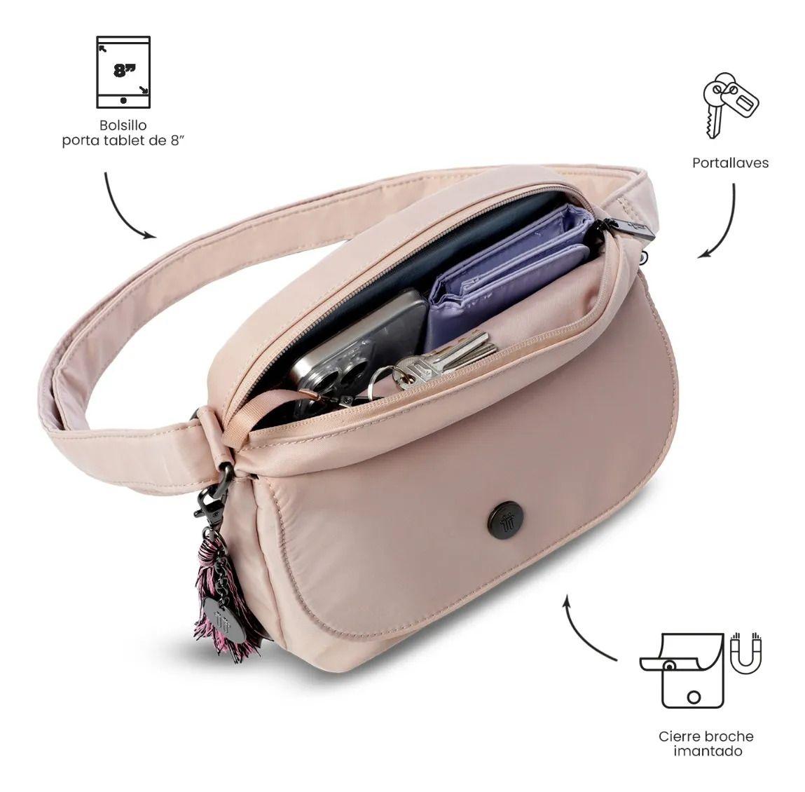 Bolso Para Mujer Corneana Tipo Crossbody Pequeño Beige-4