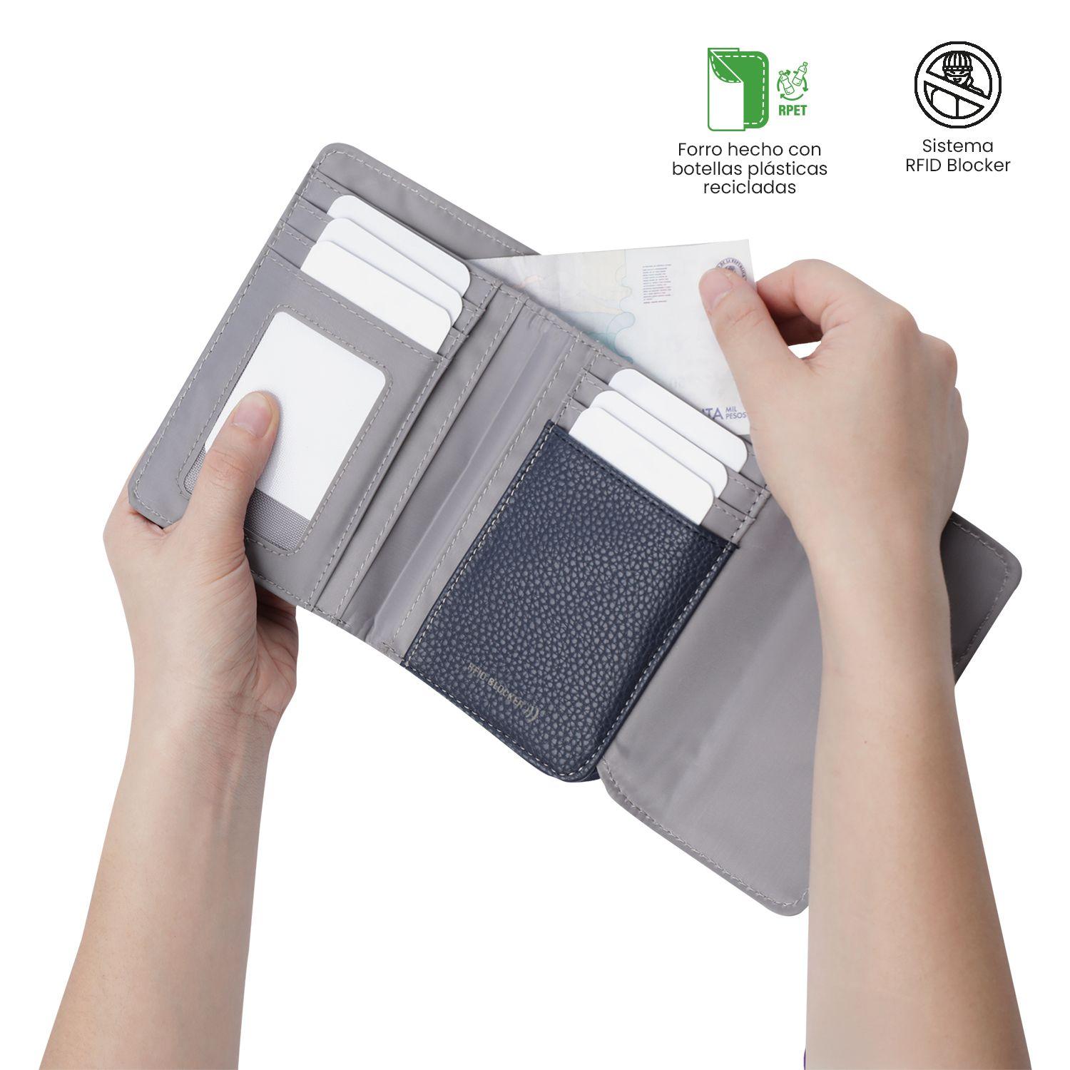 Billetera Totto Mujer Smooth Cri con RFID Blocker Azul-2