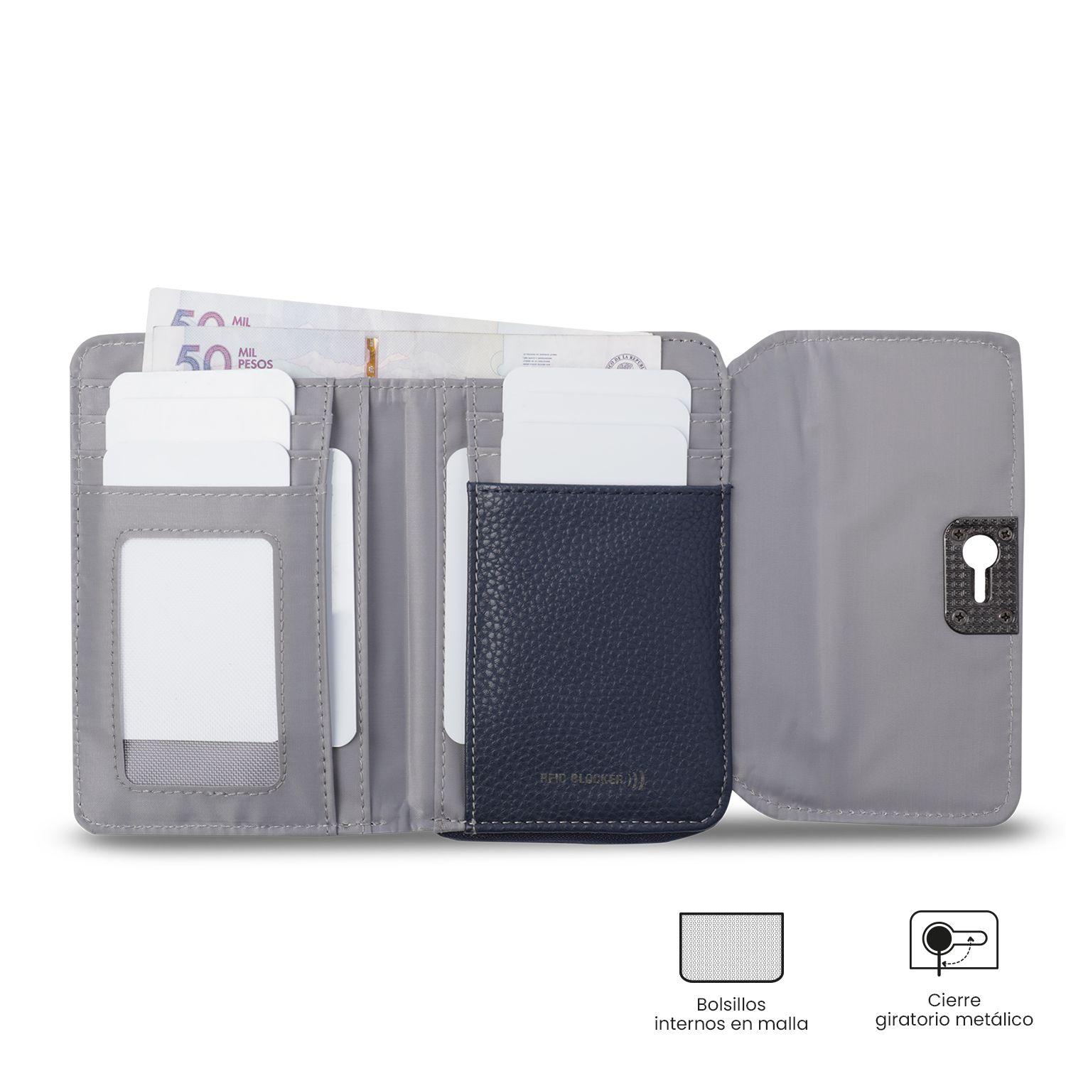 Billetera Totto Mujer Smooth Cri con RFID Blocker Azul-3