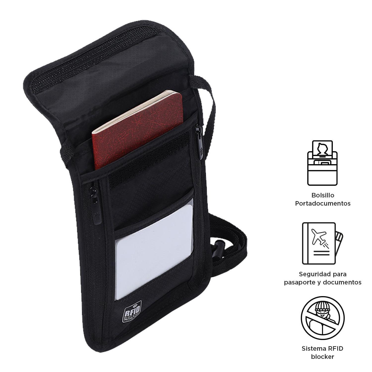 Porta Pasaporte Hang Seguridad Negro/Black-2