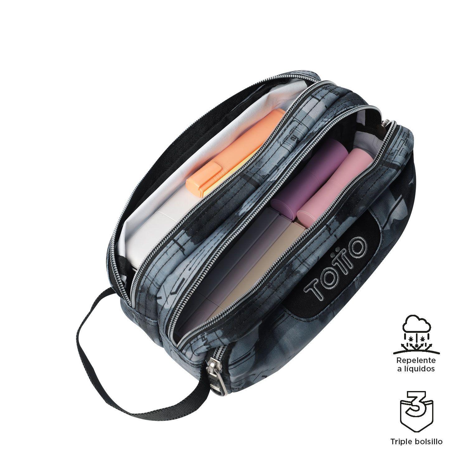 Estuche Escolar Multiuso Niño Agapec Gris Totto-2