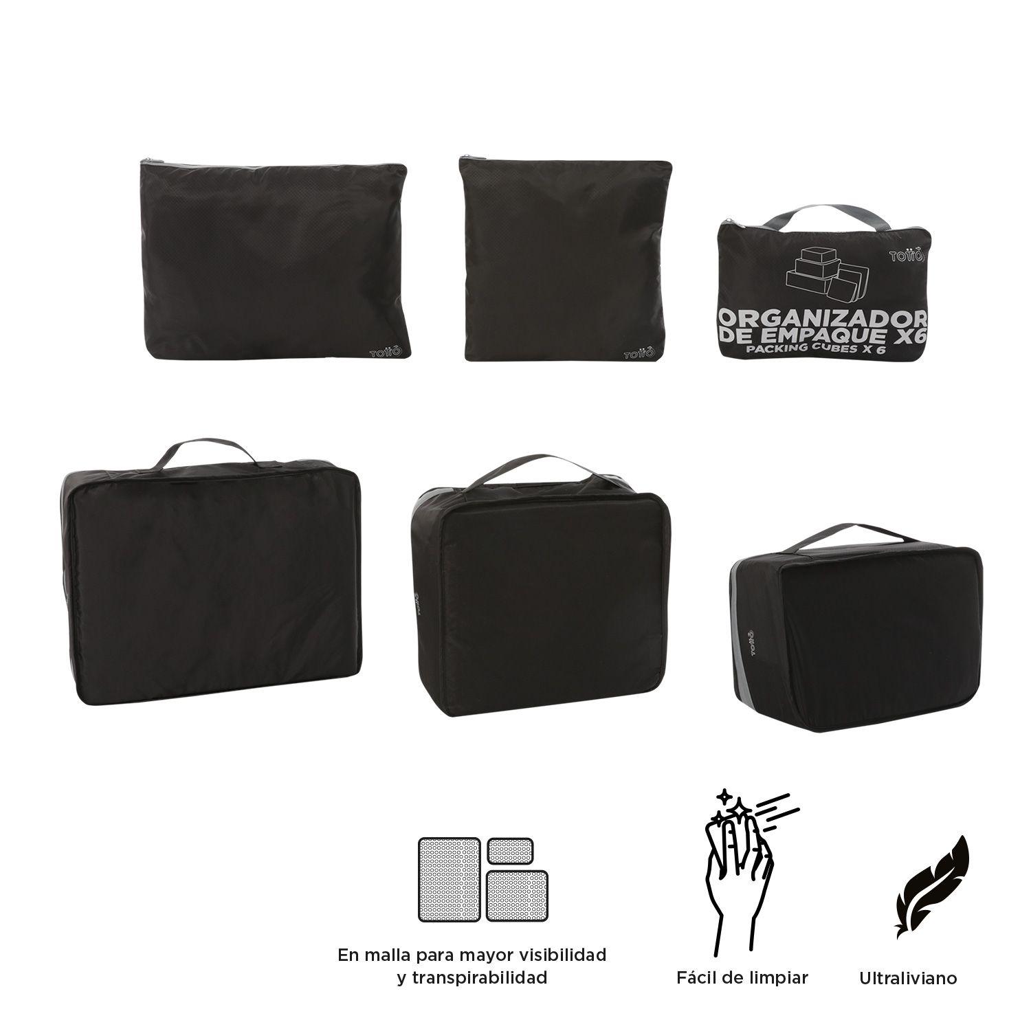 Organizador de viaje Packing cube x 6 Negro-1