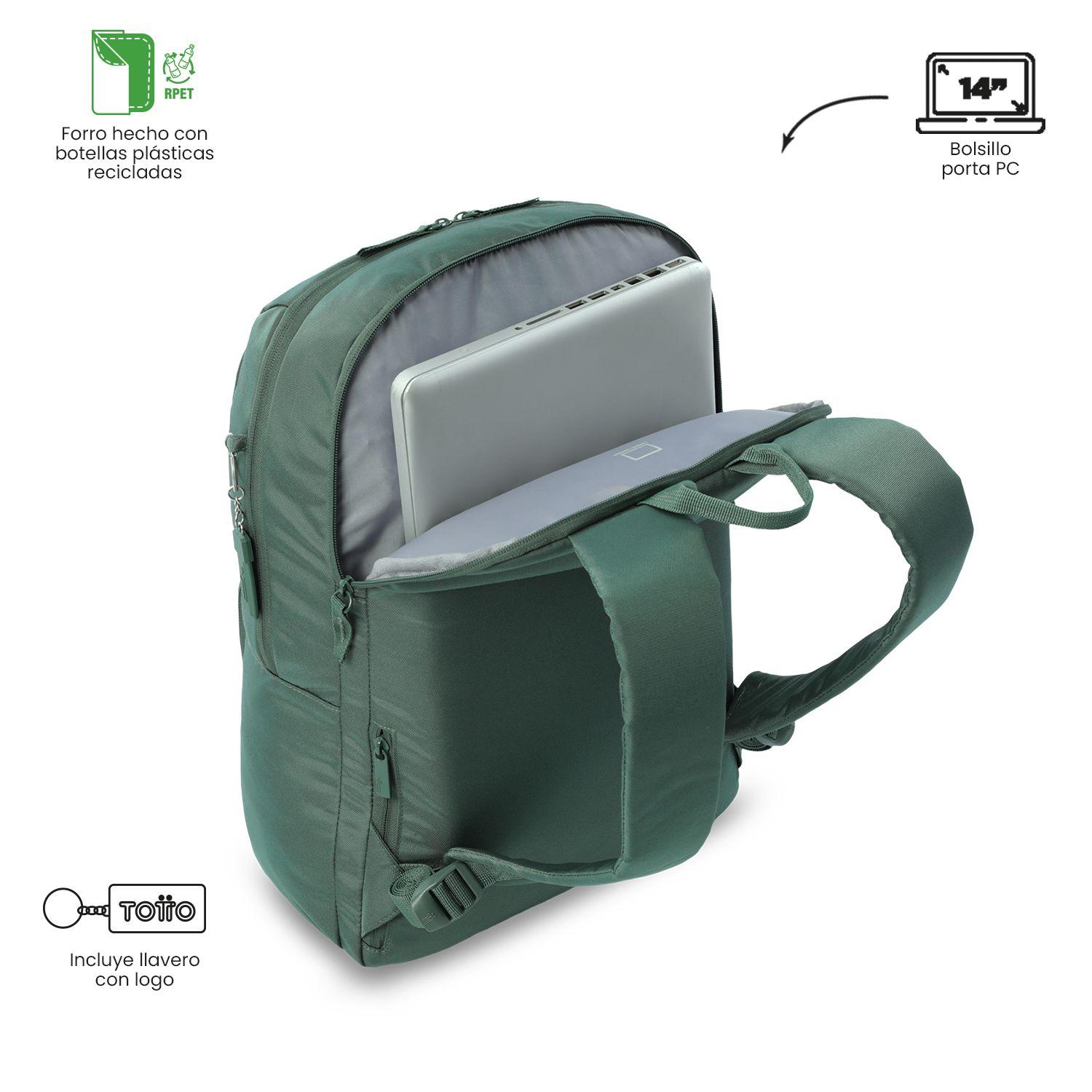 Mochila Universitario  Cloud Porta PC 14" Verde-4
