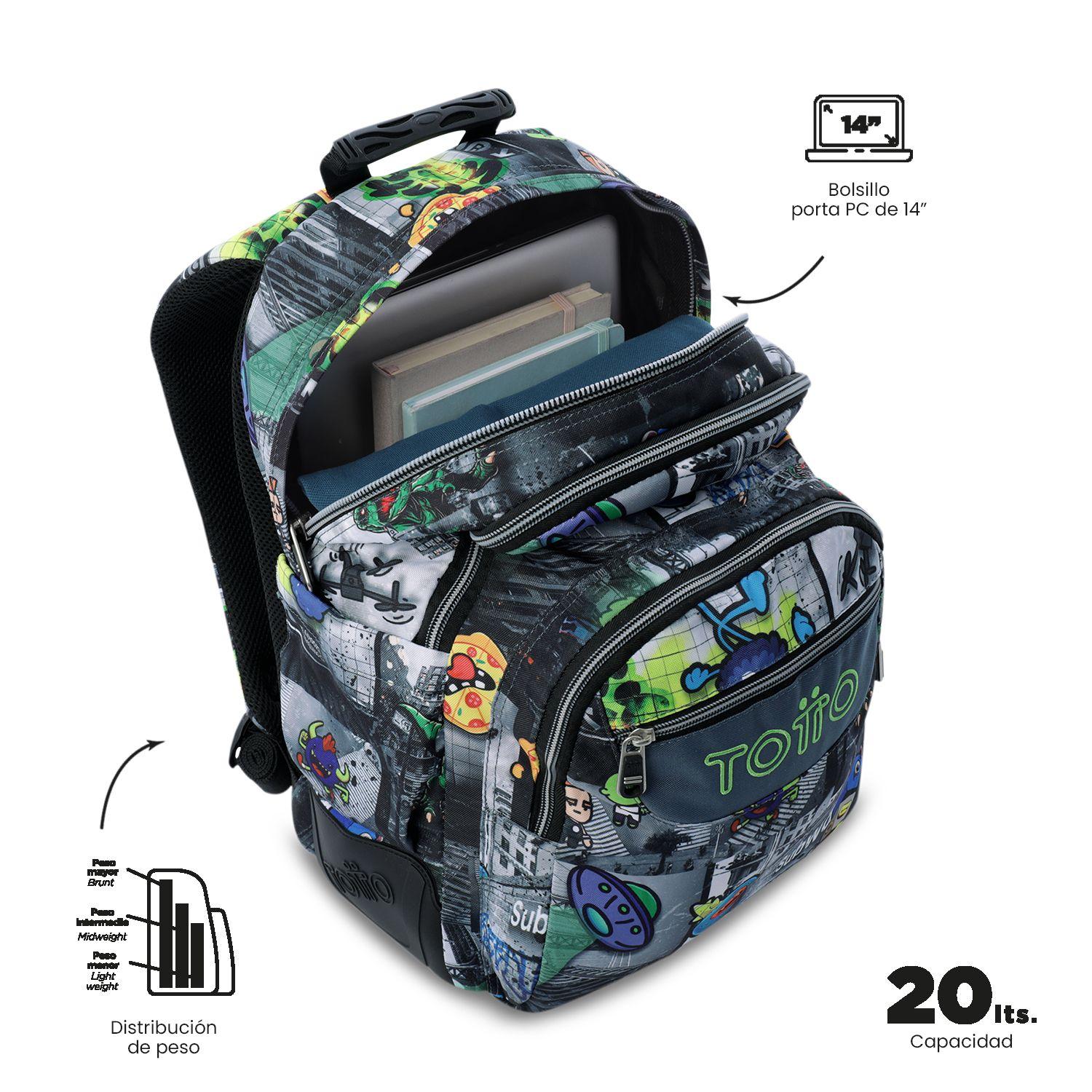 Mochila Escolar Notebook 14" Rayol Negra  Totto-4