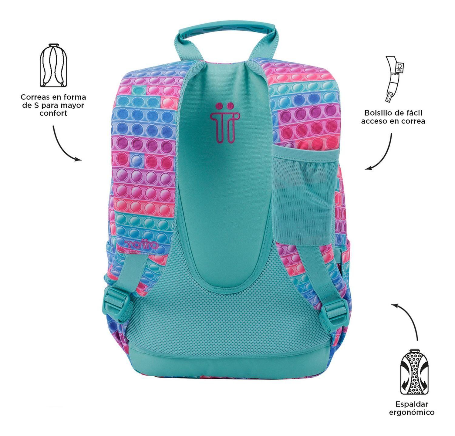 Mochila Escolar Totto Gommas Rpet Rosado Pupit-3