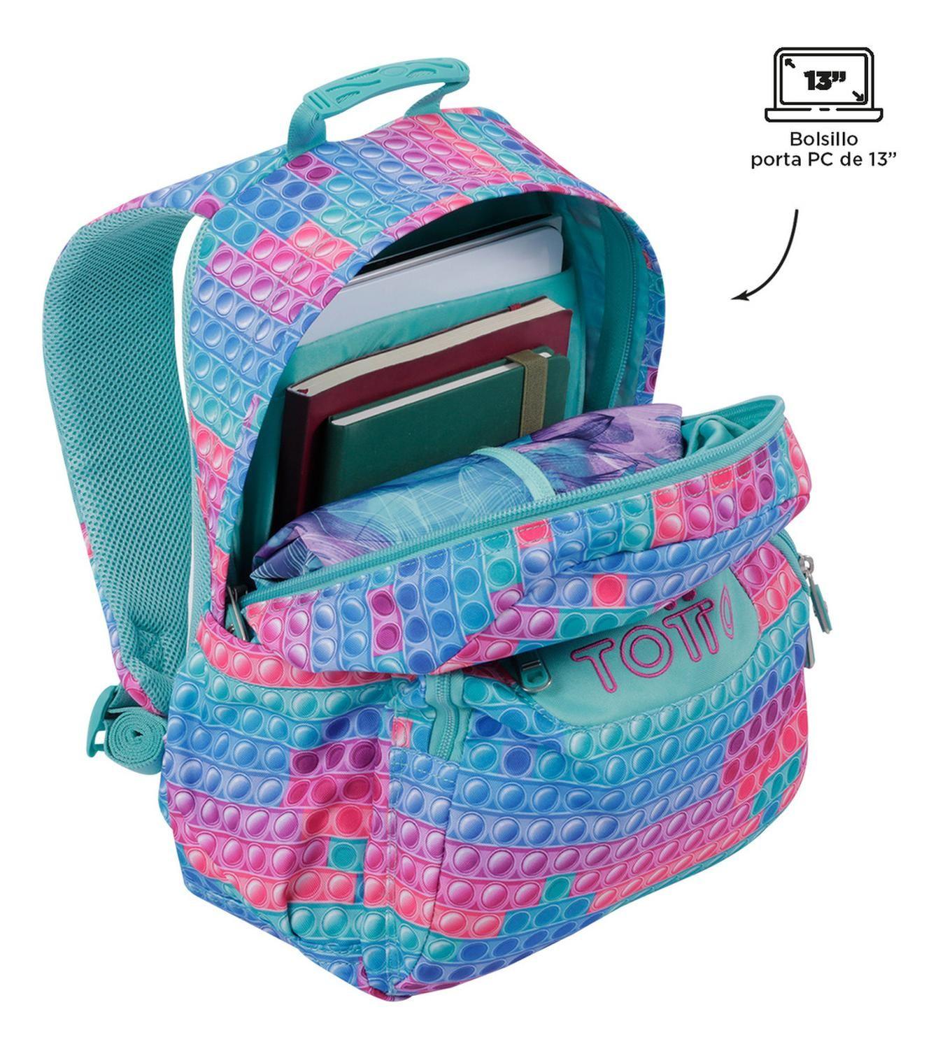 Mochila Escolar Totto Gommas Rpet Rosado Pupit-4
