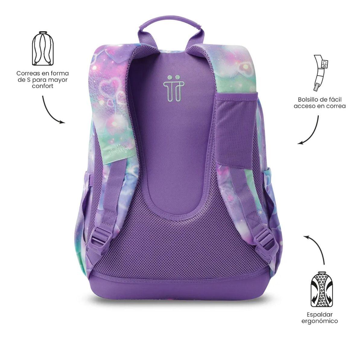 Mochila Escolar Juvenil Porta Pc 14  Acuarela Morada-3