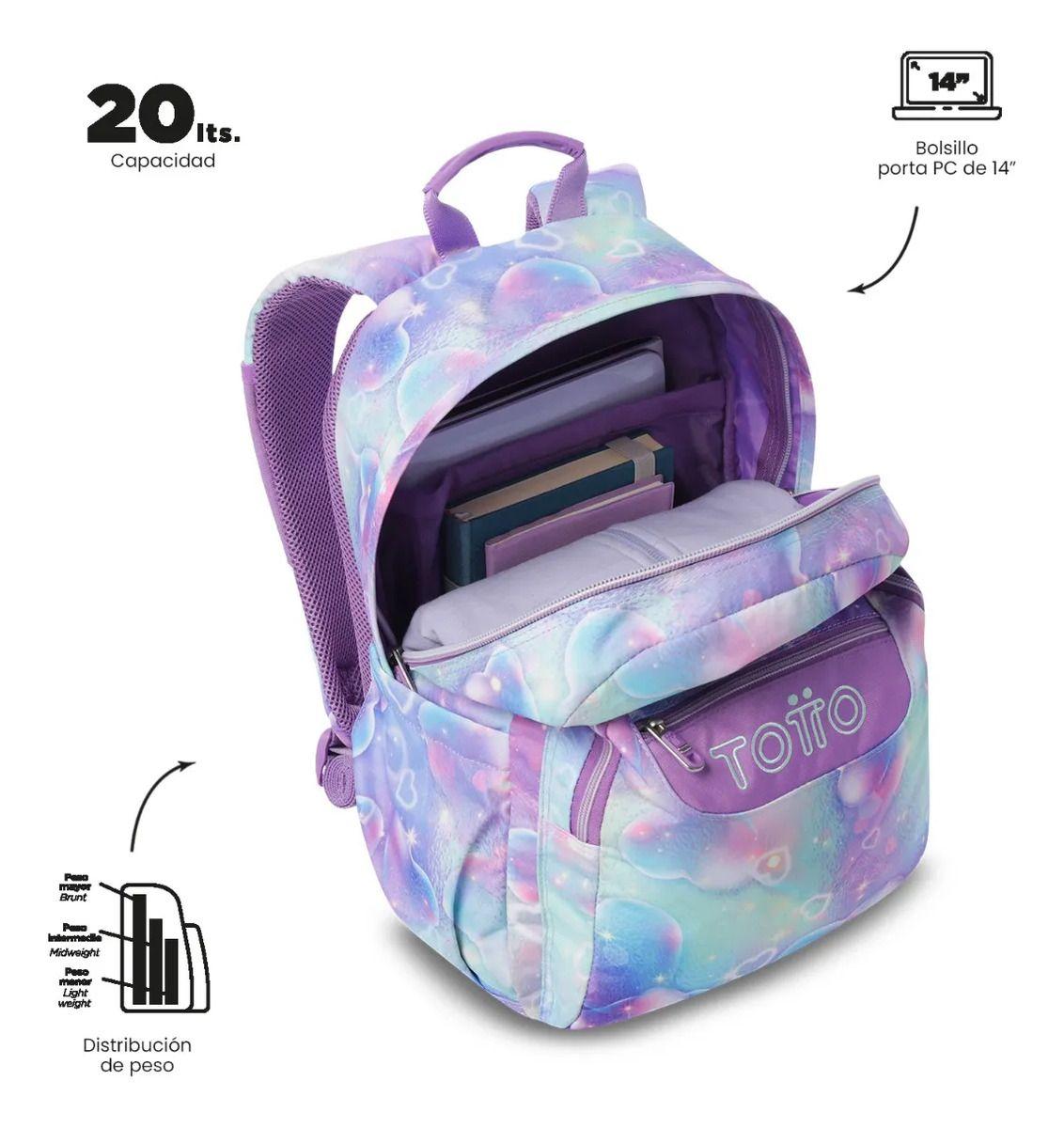 Mochila Escolar Juvenil Porta Pc 14  Acuarela Morada-4