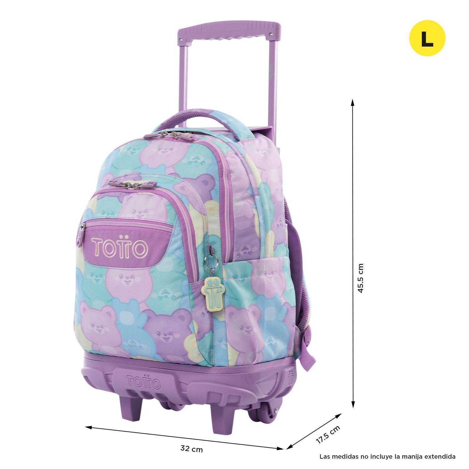 Mochila Escolar Ruedas Niña Notebook 15.4" Bomper Renglon Verde Totto-2
