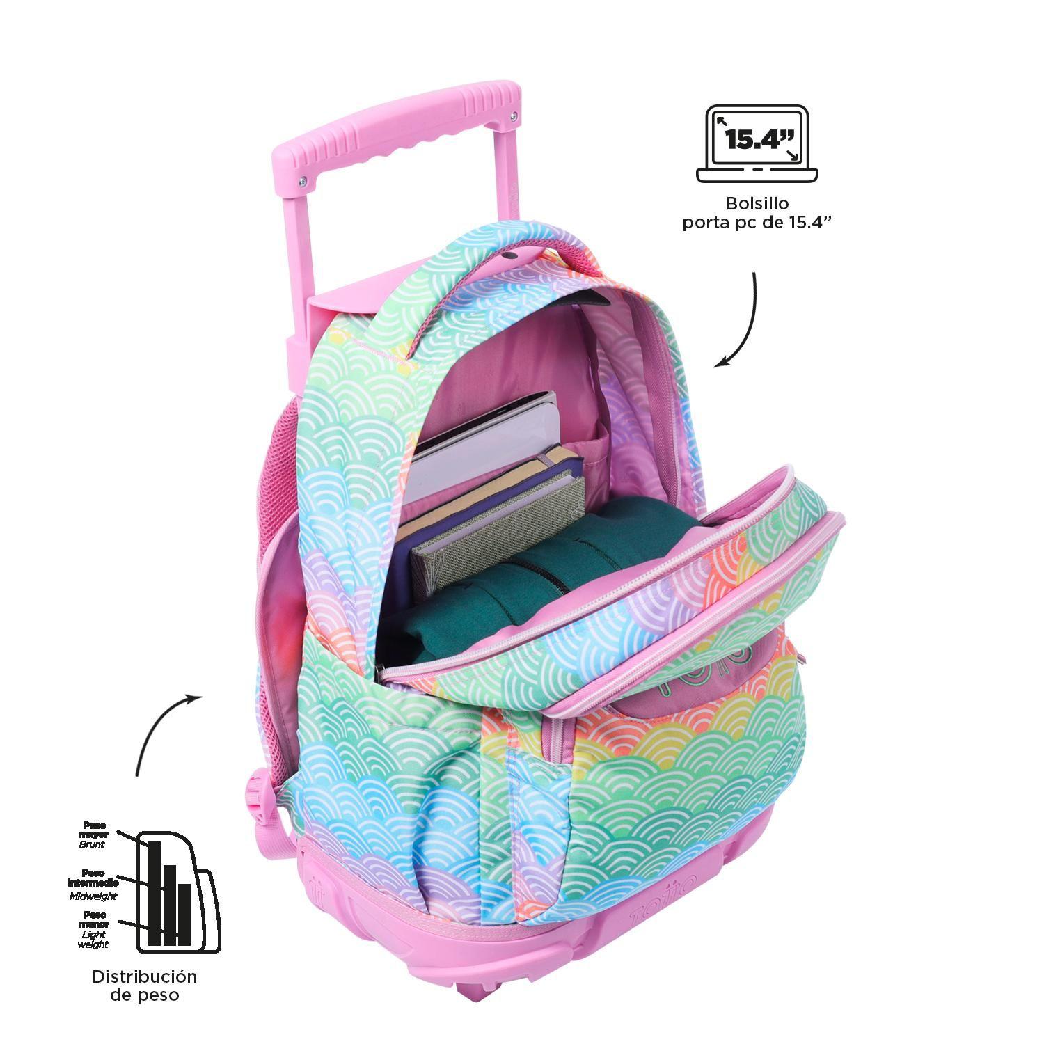 Mochila Escolar con Ruedas Bomper Renglon Coloral-4