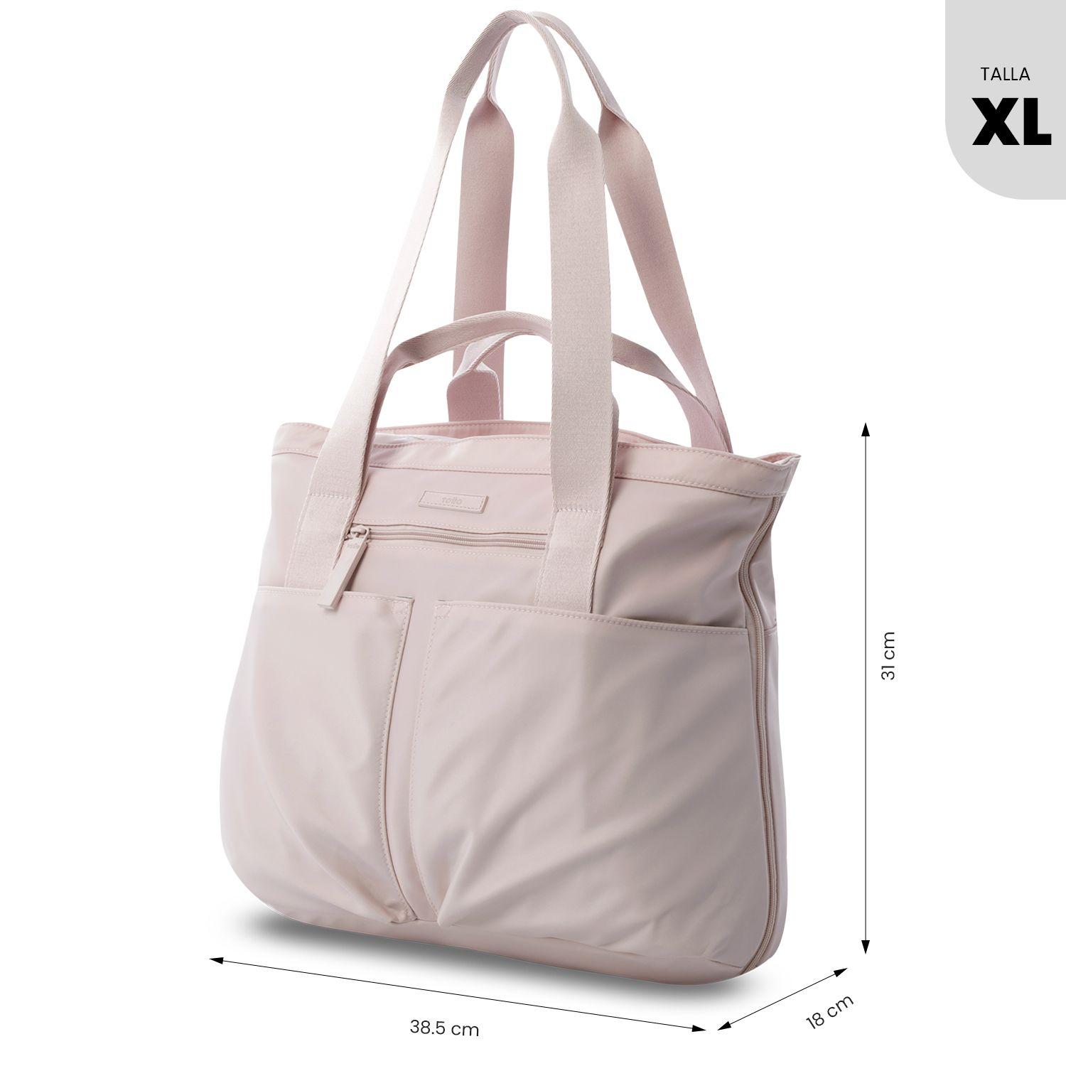 Cartera Tote Bag Grande Mujer Cresa Porta Notebook 14" Rosada Totto-2