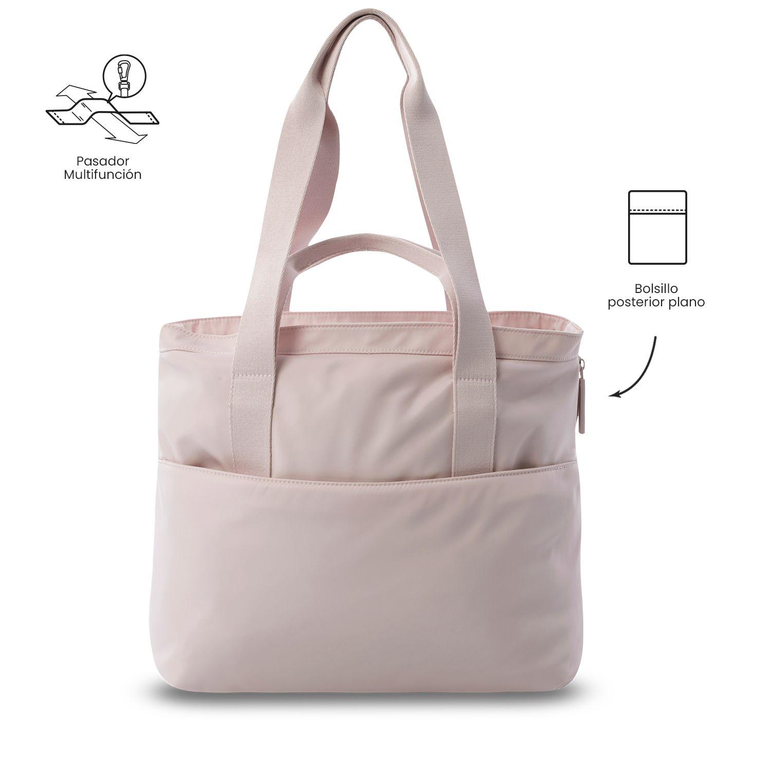 Cartera Tote Bag Grande Mujer Cresa Porta Notebook 14" Rosada Totto-3