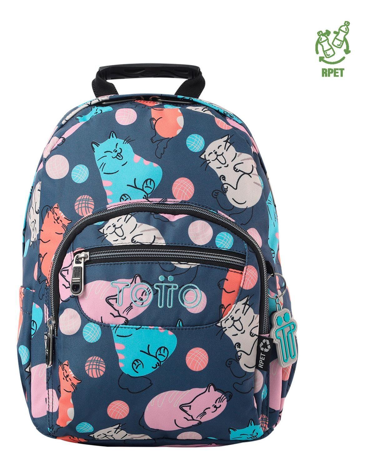 Mochila Escolar Totto Tempera Rpet Gris Missi-0