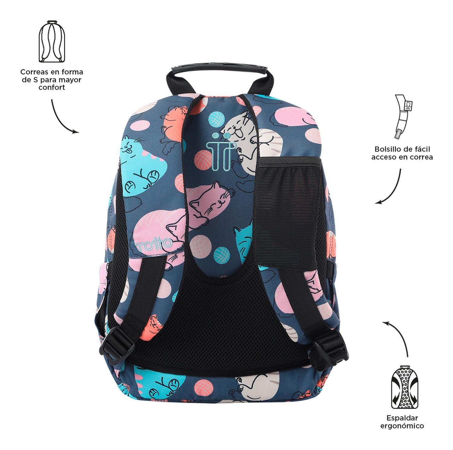 Mochila Escolar Totto Tempera Rpet Gris Missi-3