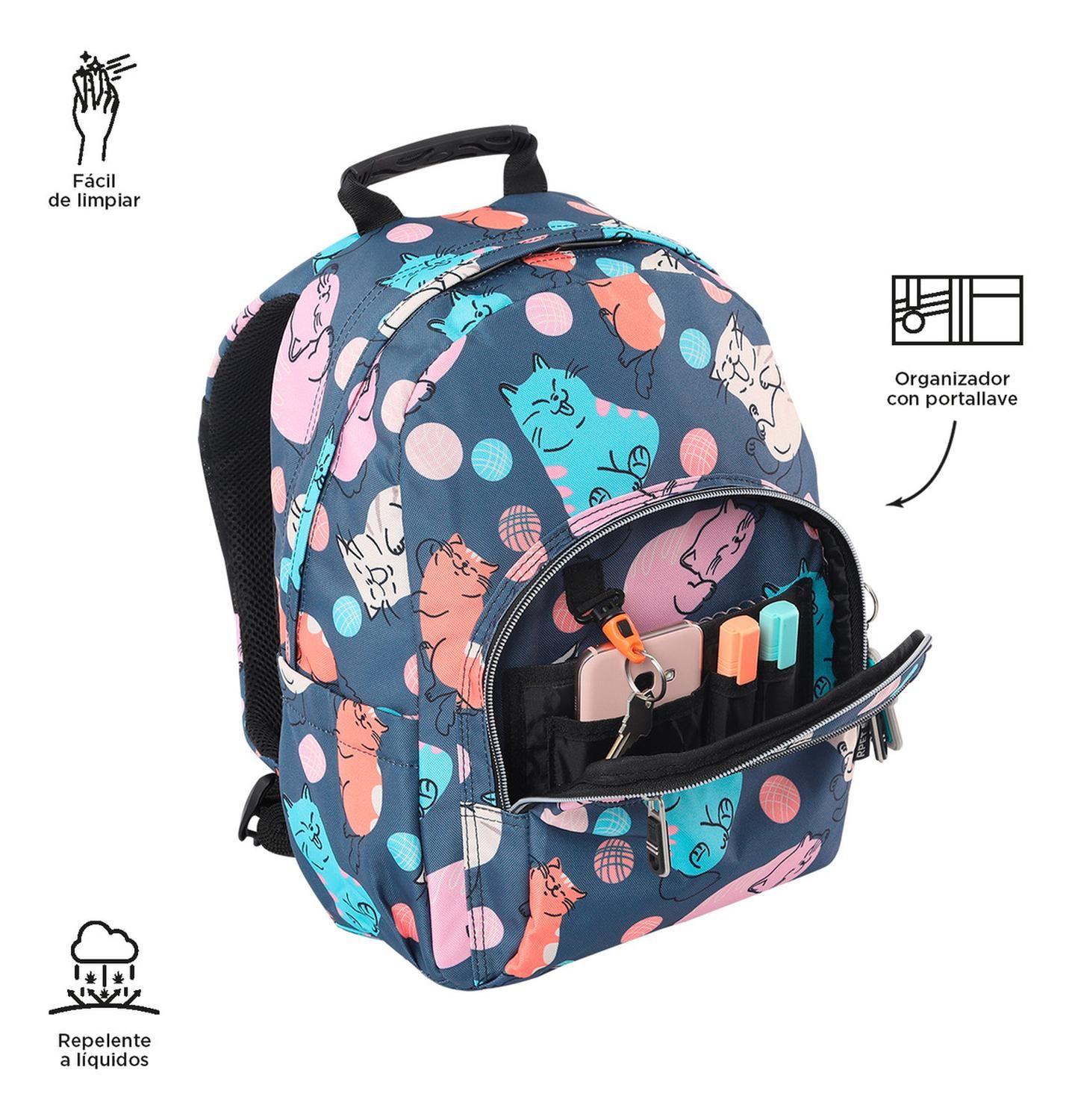 Mochila Escolar Totto Tempera Rpet Gris Missi-5