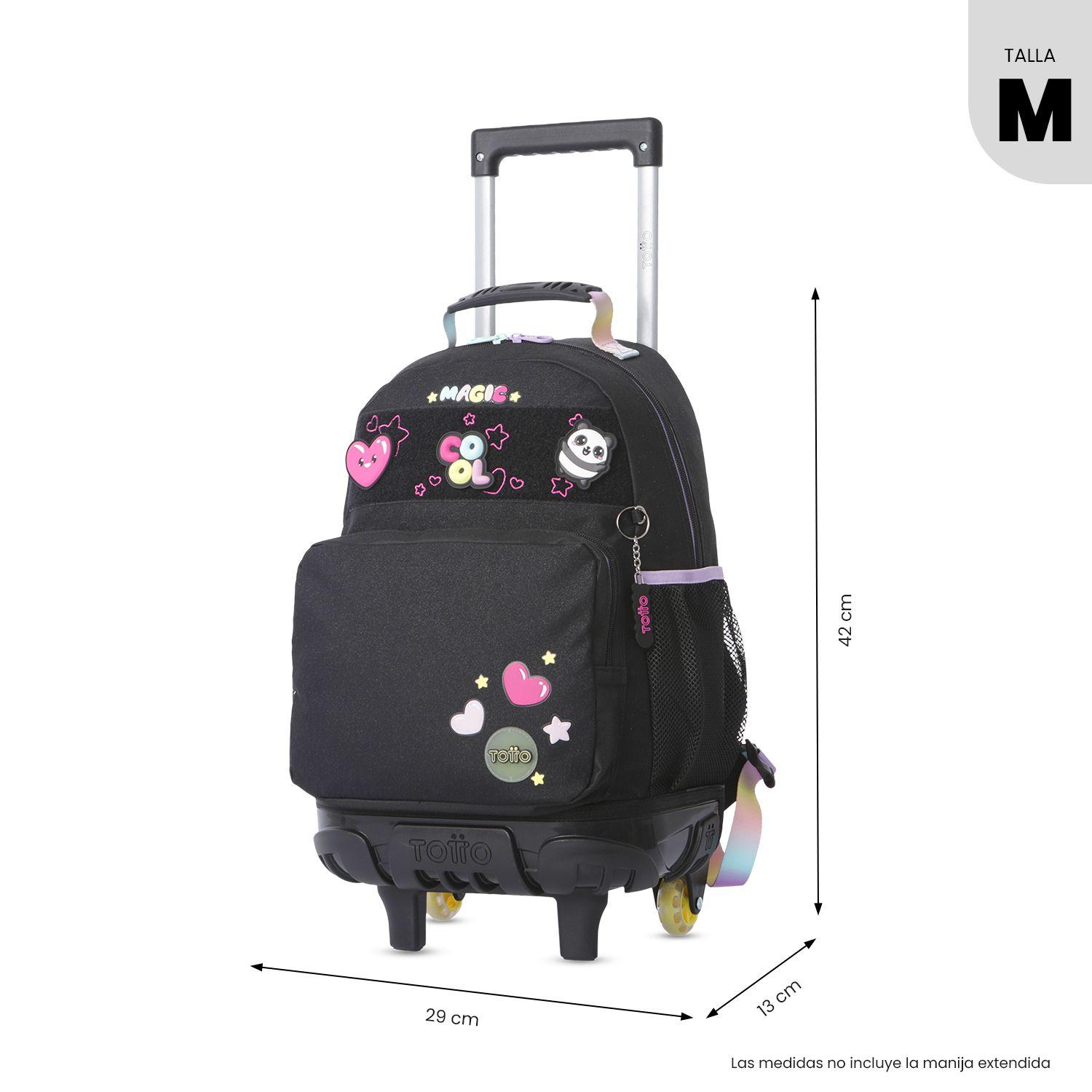 Mochila para Niña con ruedas Glowing Black Mediano Negro-2