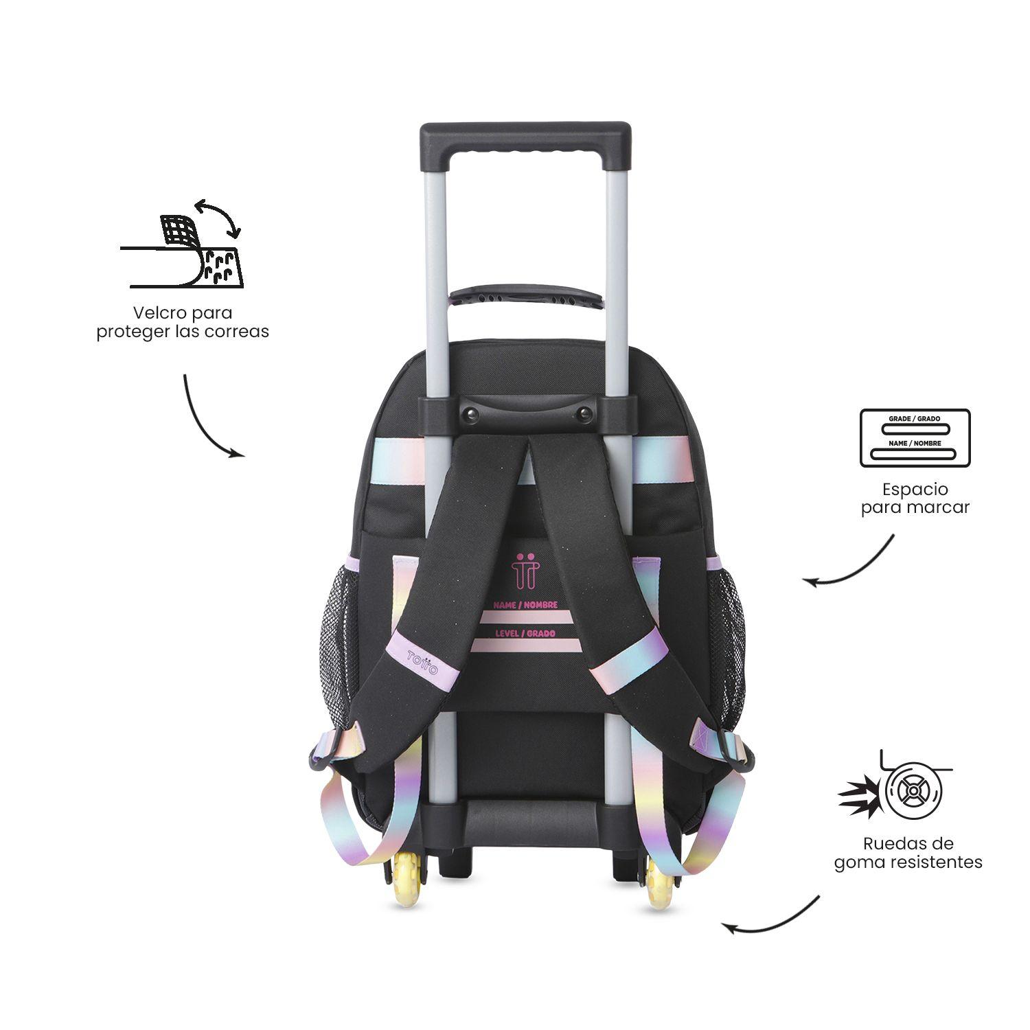 Mochila para Niña con ruedas Glowing Black Mediano Negro-3