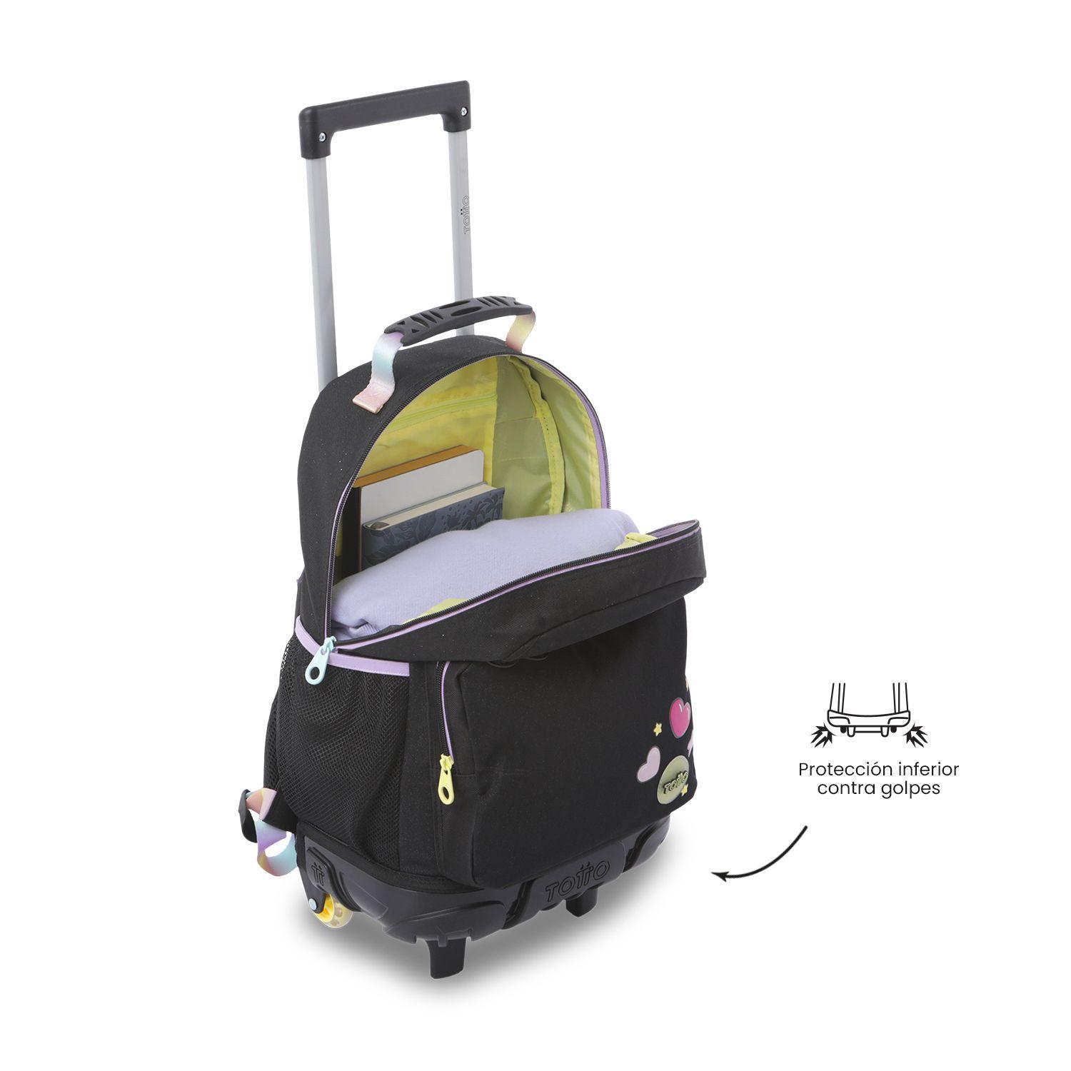 Mochila para Niña con ruedas Glowing Black Mediano Negro-4