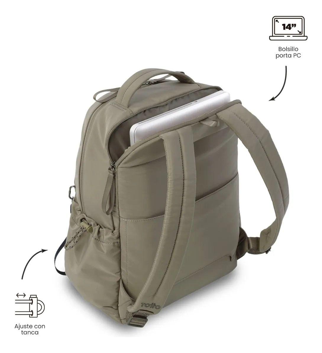Mochila Universitario Praga Porta Pc 14  Café Mujer-4