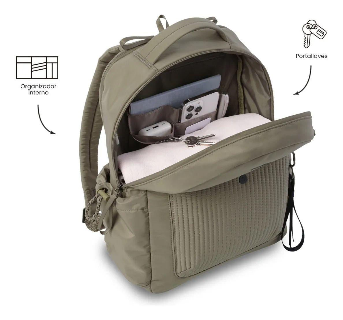 Mochila Universitario Praga Porta Pc 14  Café Mujer-5