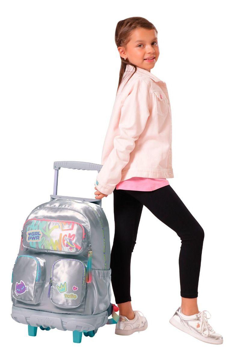 Mochila Escolar con Ruedas Totto Resistente y Ligera Niña-4