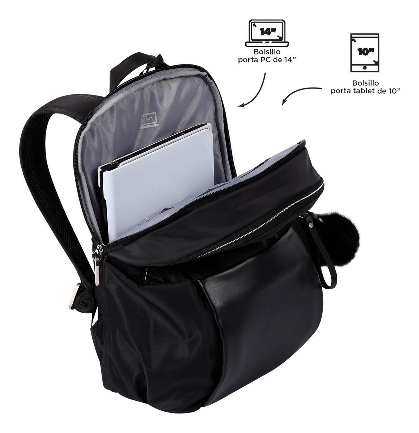 Mochila Ejecutiva Mujer Totto Adelaide 1 2.0 Negro/black-4