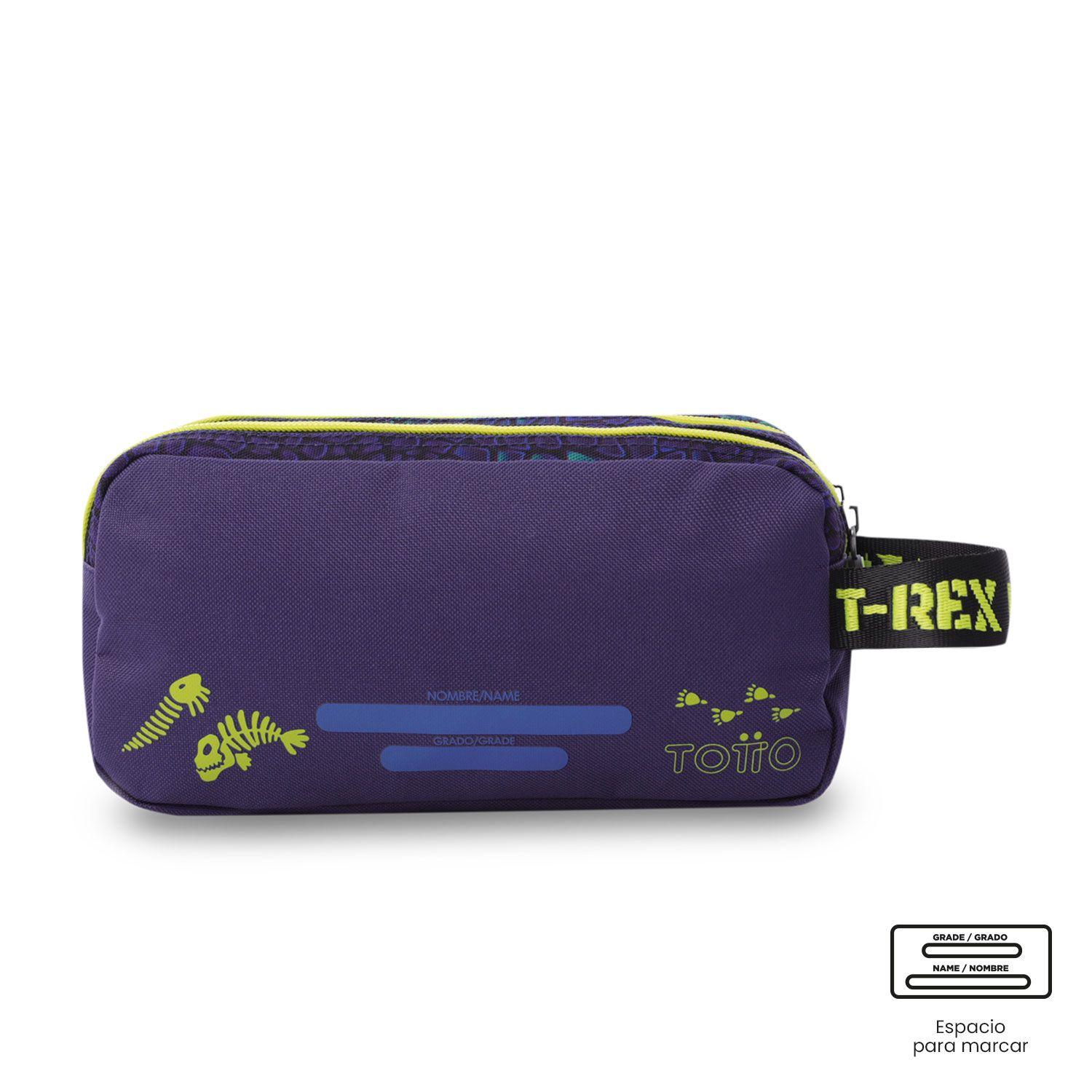 Estuche escolar niño 2 cuerpos Dino Rock Grande Azul Totto-3