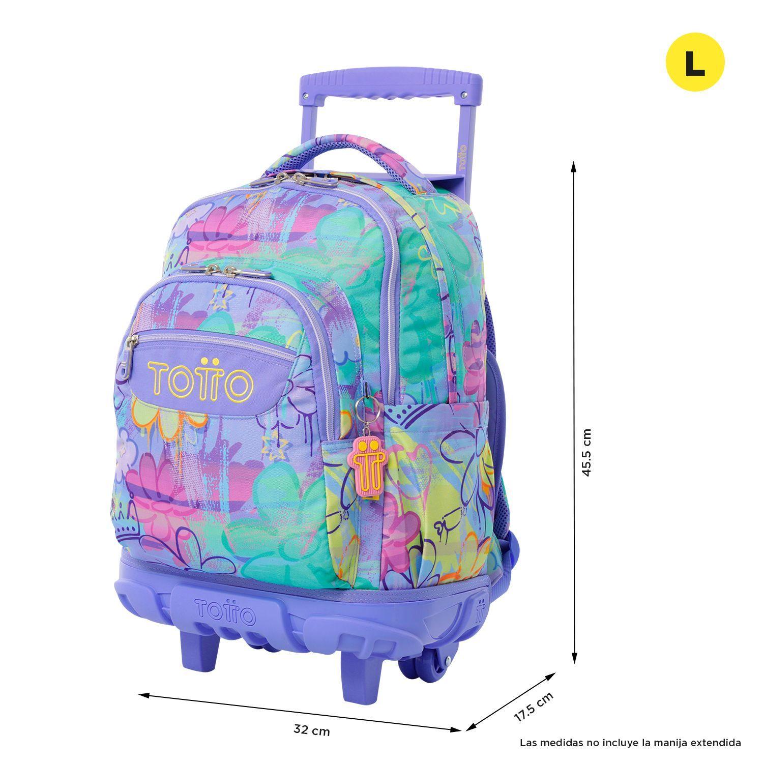 Mochila Escolar Con Ruedas para Niña Renglon Morado Totto-3