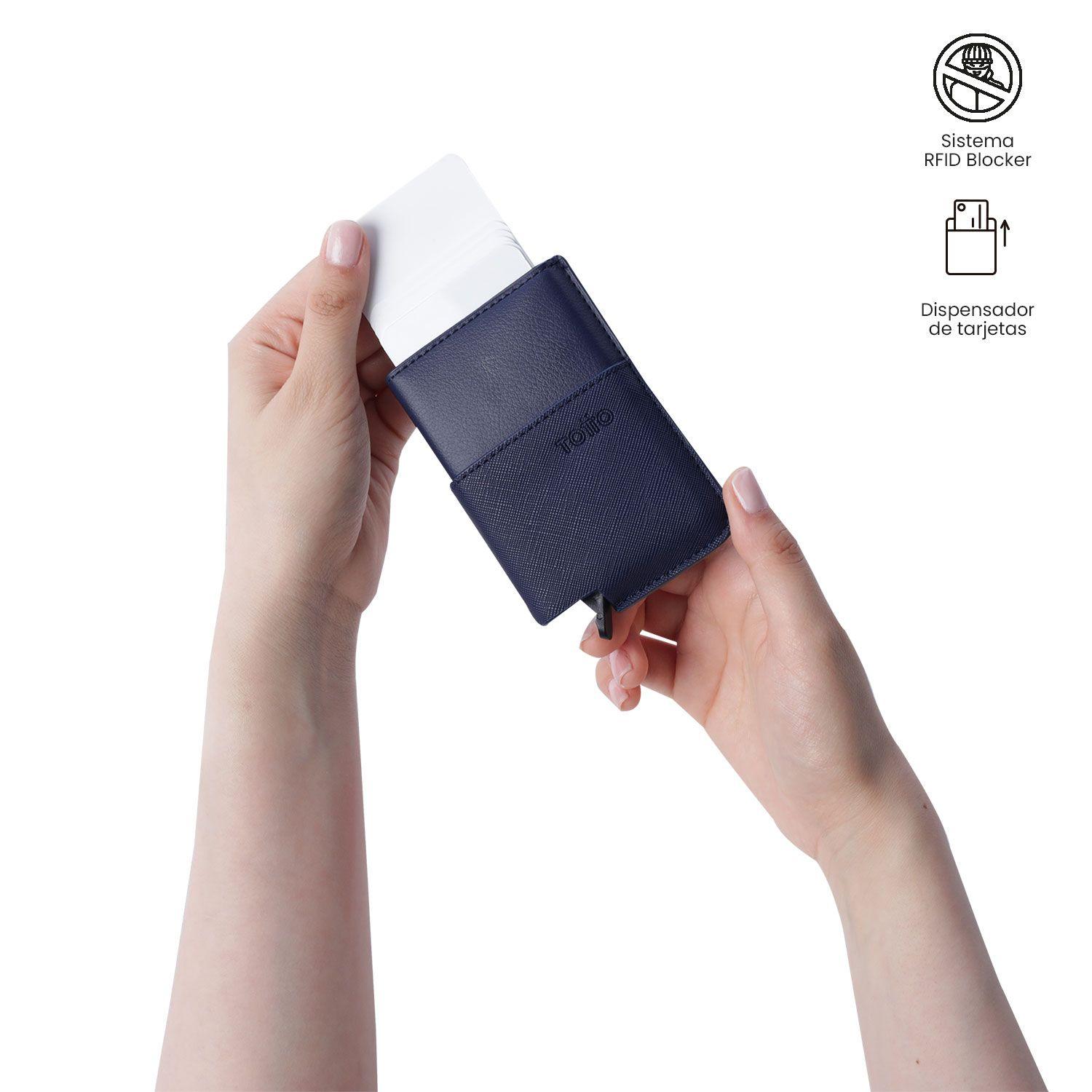 Porta Documentos Saffiano Tar con RFID Blocker Azul  Totto-2