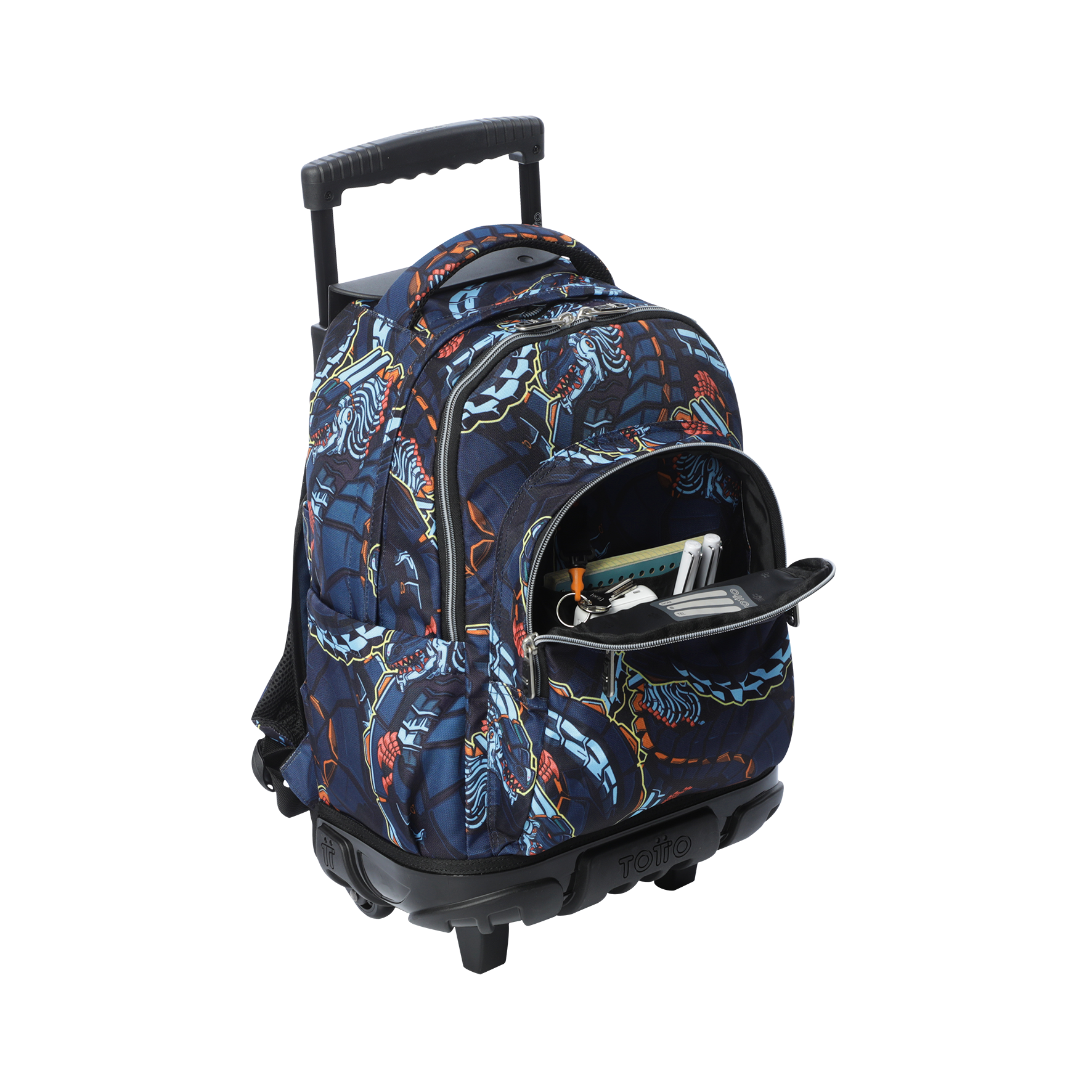 Mochila Escolar Ruedas Niño Notebook 15.4" Bomper Renglon Azul Totto-2