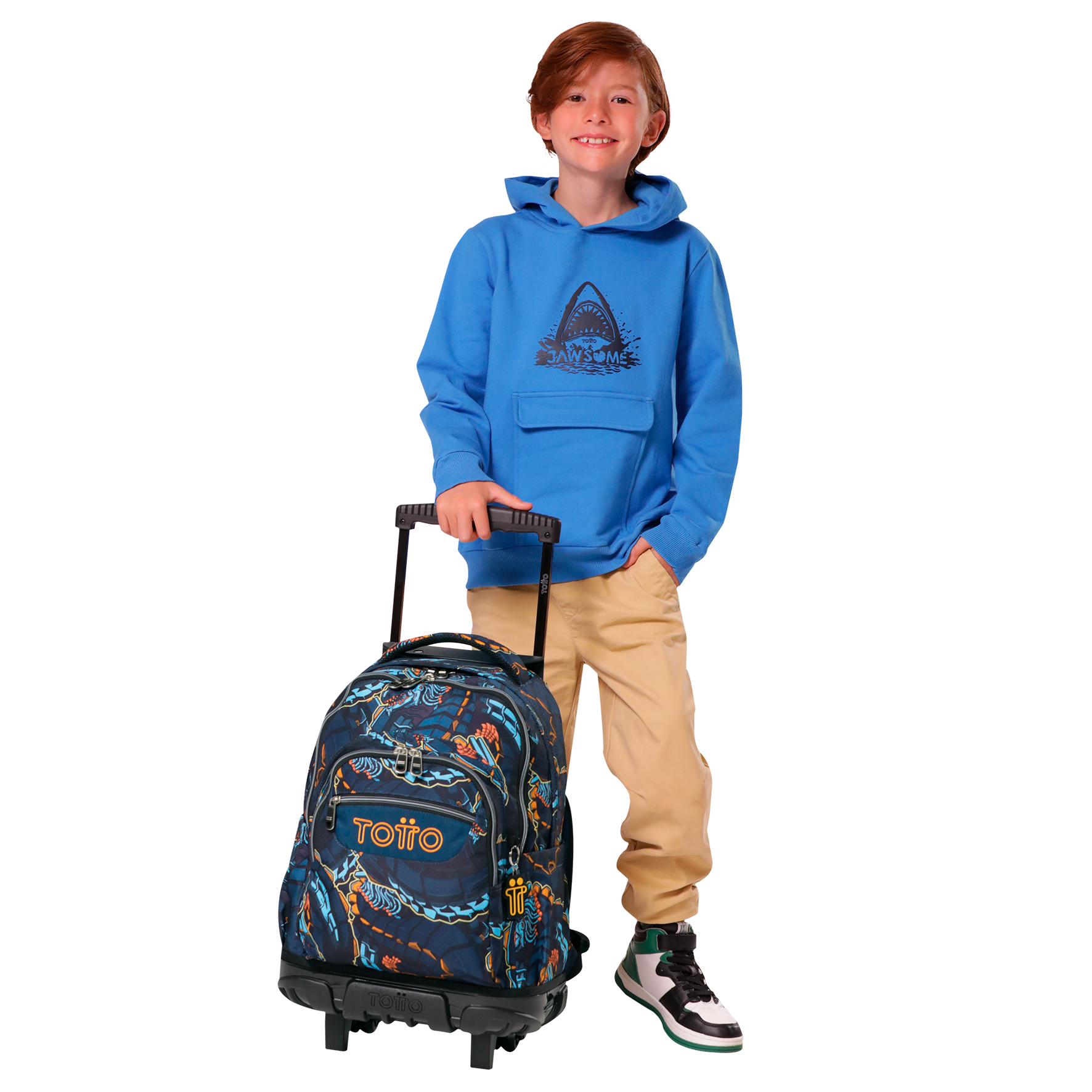 Mochila Escolar Ruedas Niño Notebook 15.4" Bomper Renglon Azul Totto-5