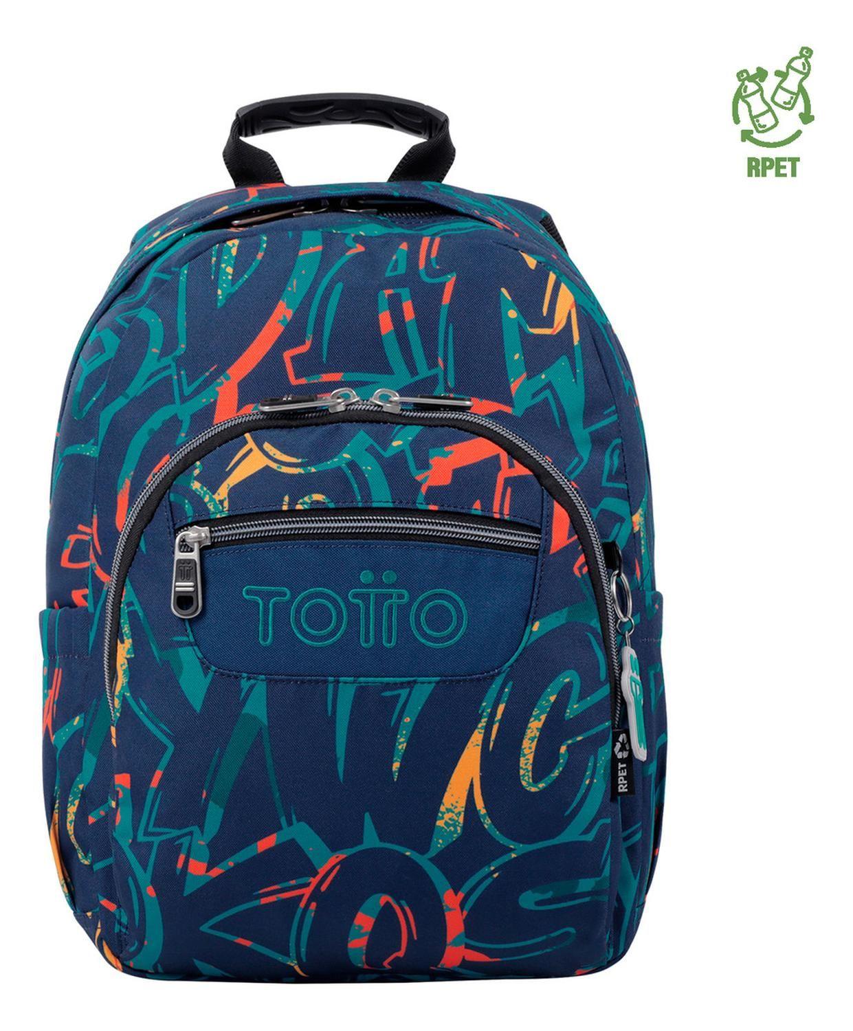 Mochila Escolar Totto Gommas Rpet Azul Shock-0
