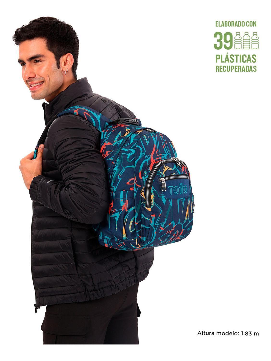 Mochila Escolar Totto Gommas Rpet Azul Shock-1