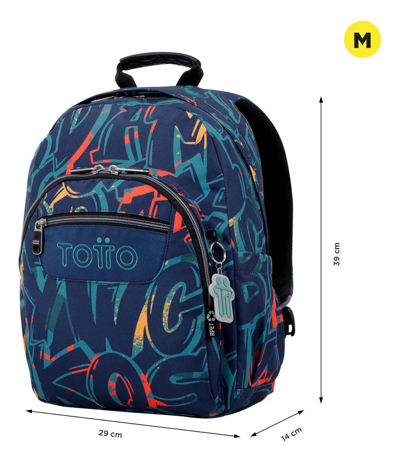 Mochila Escolar Totto Gommas Rpet Azul Shock-2