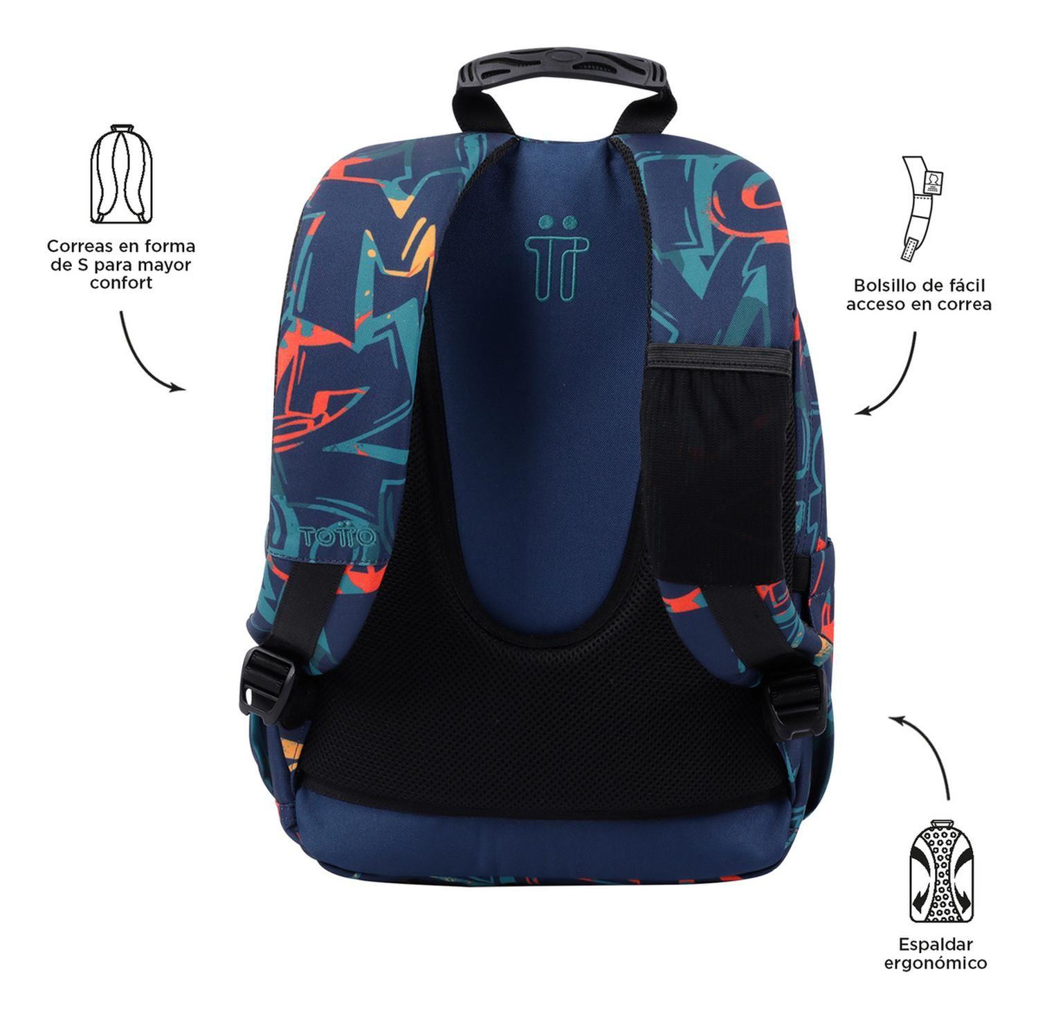 Mochila Escolar Totto Gommas Rpet Azul Shock-3