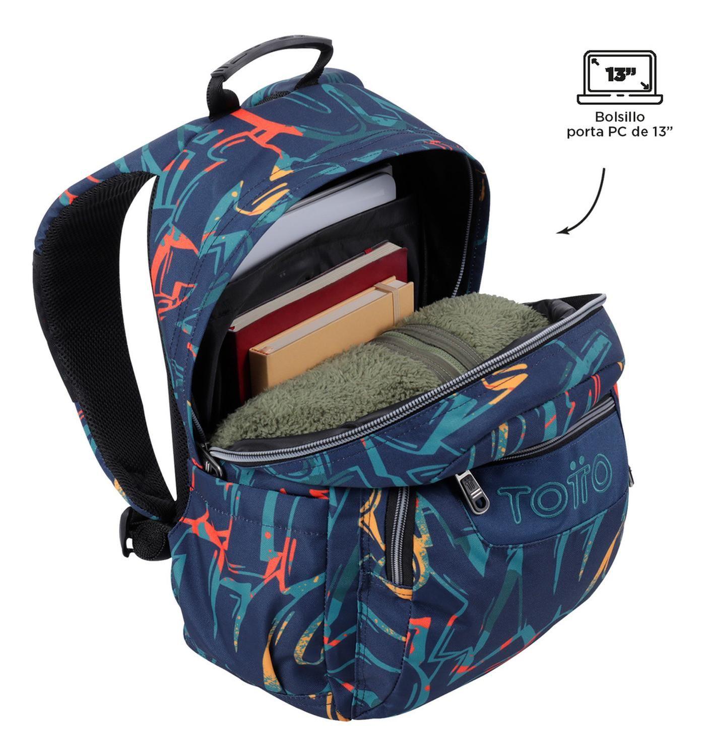 Mochila Escolar Totto Gommas Rpet Azul Shock-4