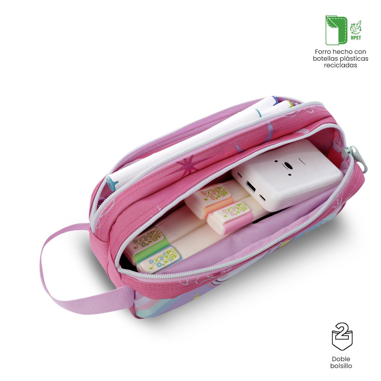 Estuche escolar niña 2 cuerpos Magic Spark Grande Rosado Totto-2