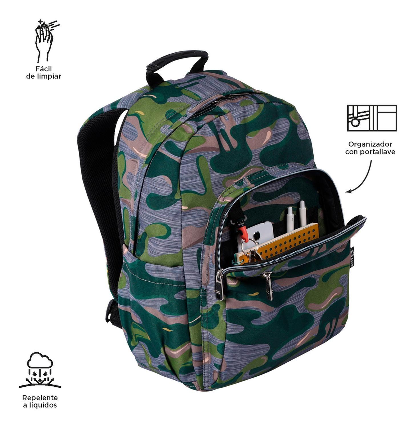 Mochila Escolar Totto Acuarela Rpet Verde Melted-5