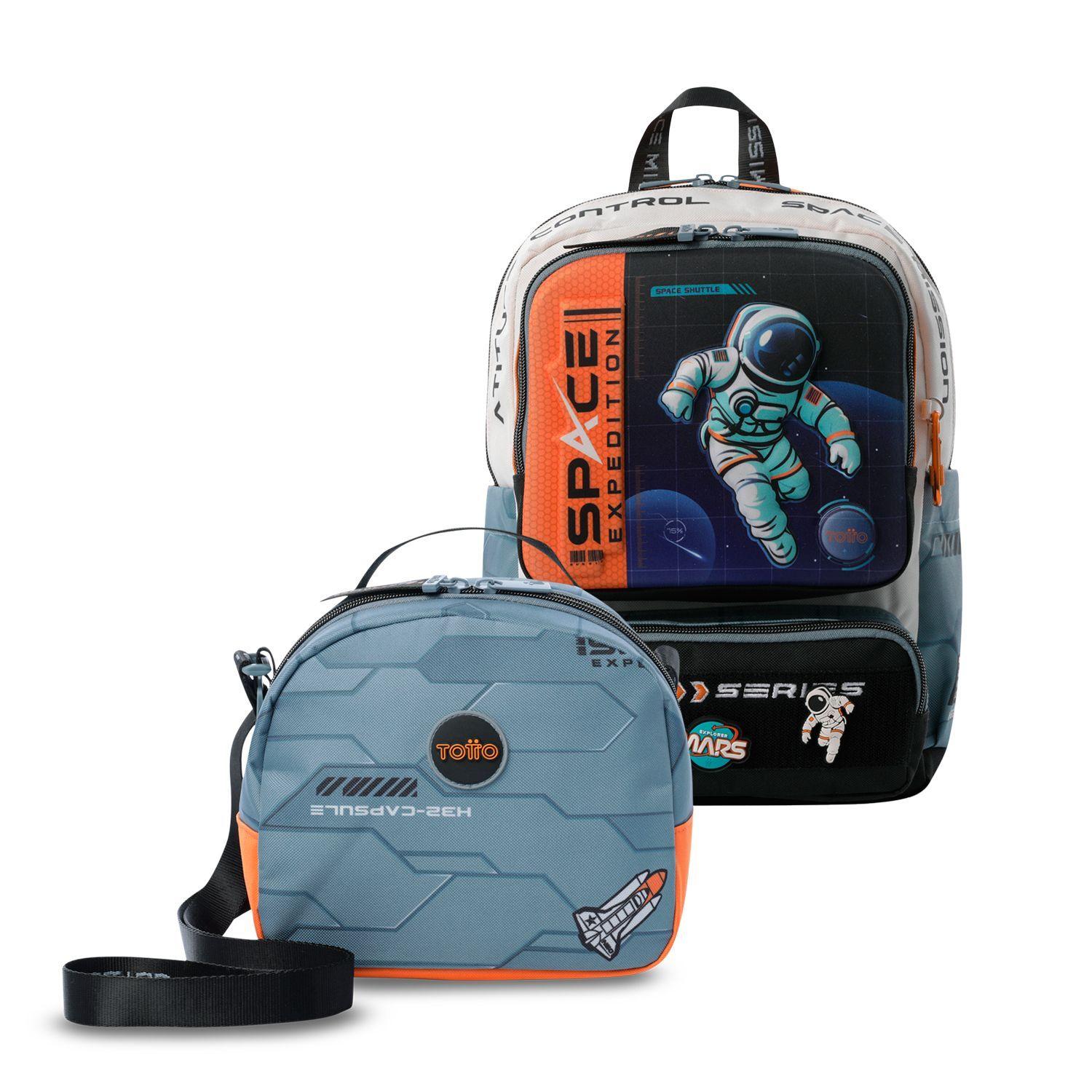 Pack Escolar Mochila Gris Pequeña Gemini + Lonchera Totto-0