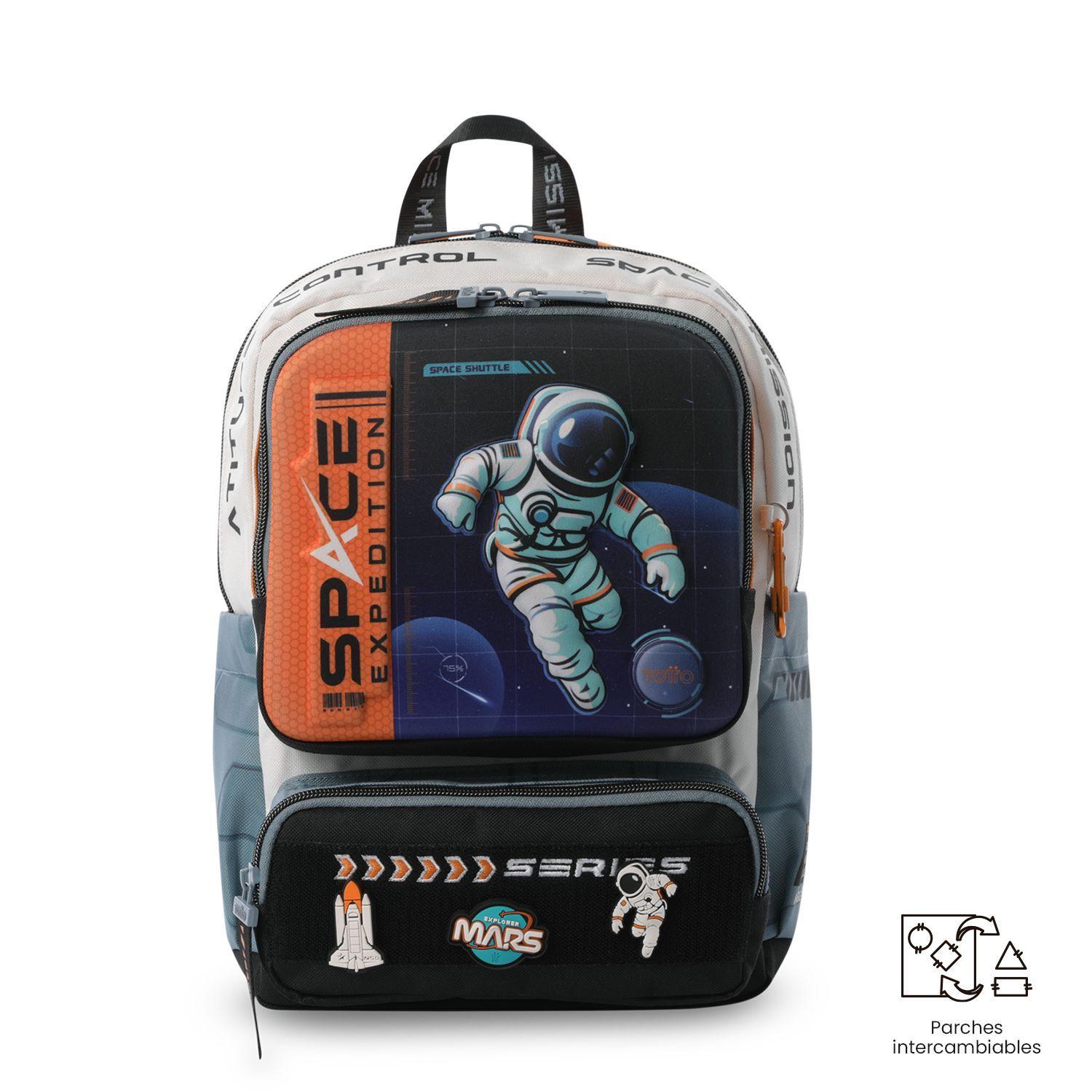 Pack Escolar Mochila Gris Pequeña Gemini + Lonchera Totto-1