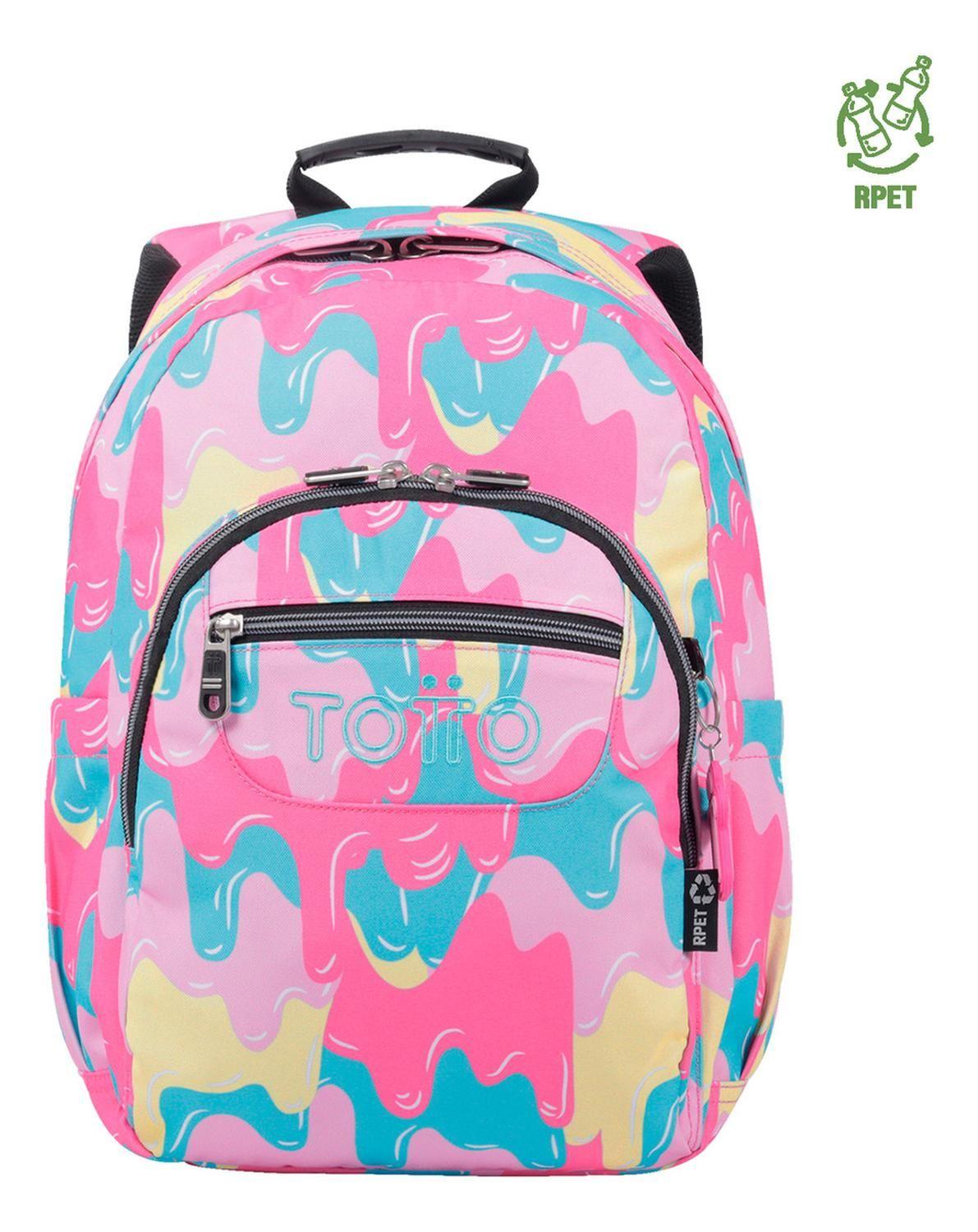 Mochila Escolar Totto Gommas Rpet Rosado Luty-0