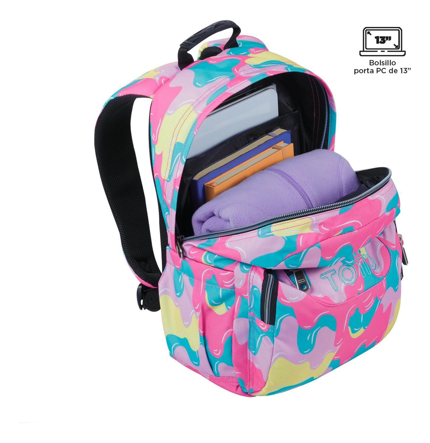 Mochila Escolar Totto Gommas Rpet Rosado Luty-4