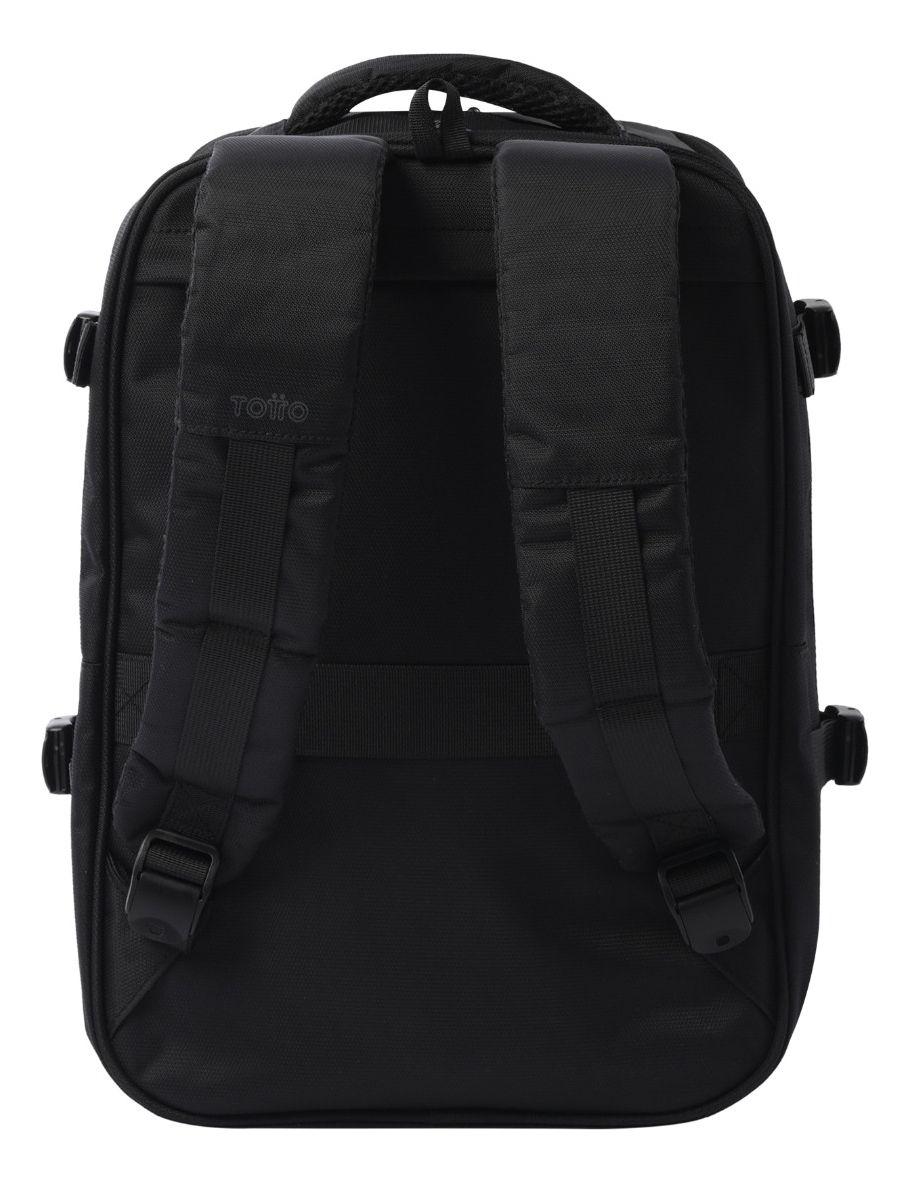 Mochila Totto City M Negra Viaje Cabina Notebook 16"-2