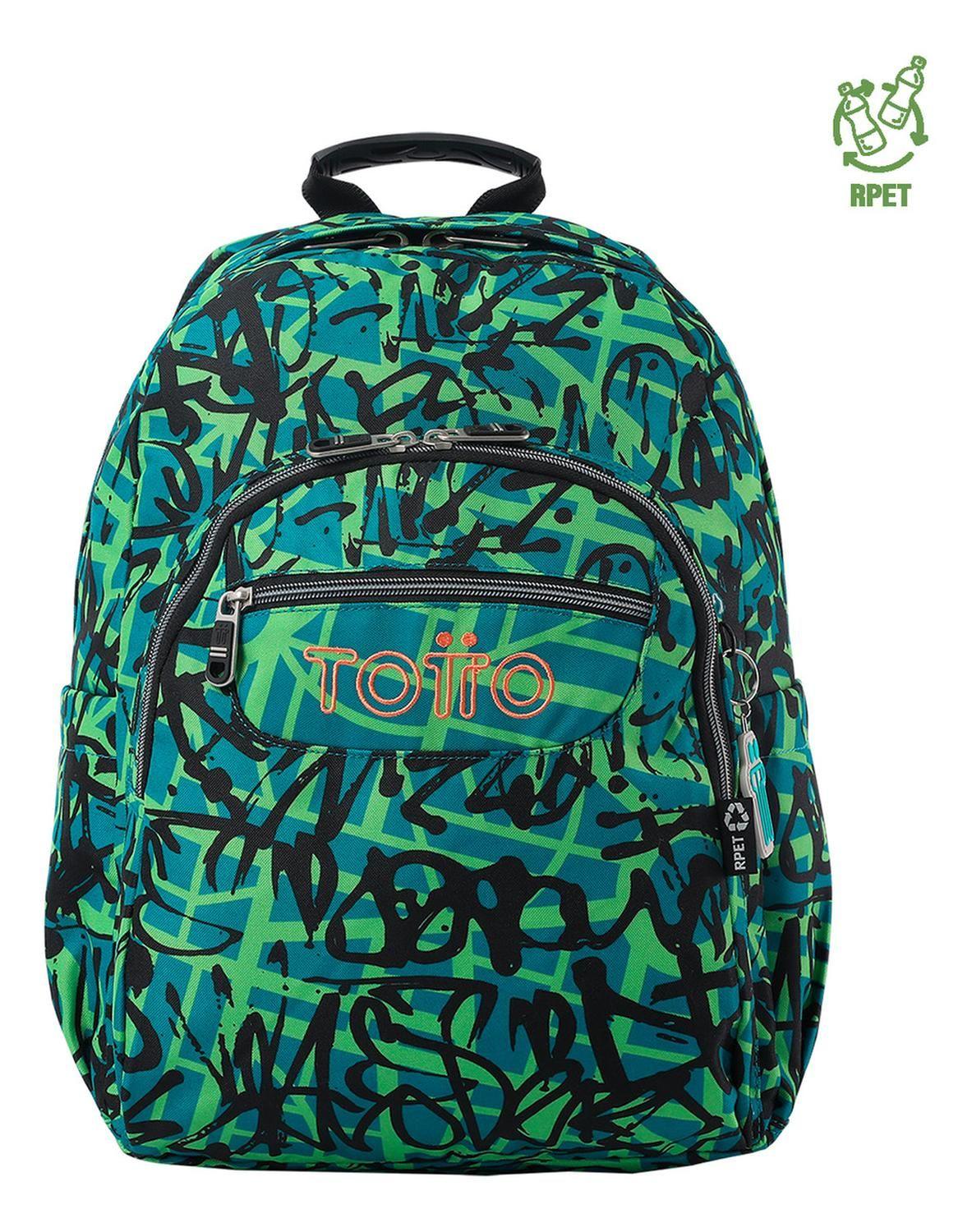 Mochila Escolar Totto Acuarela Rpet Verde Linet-0
