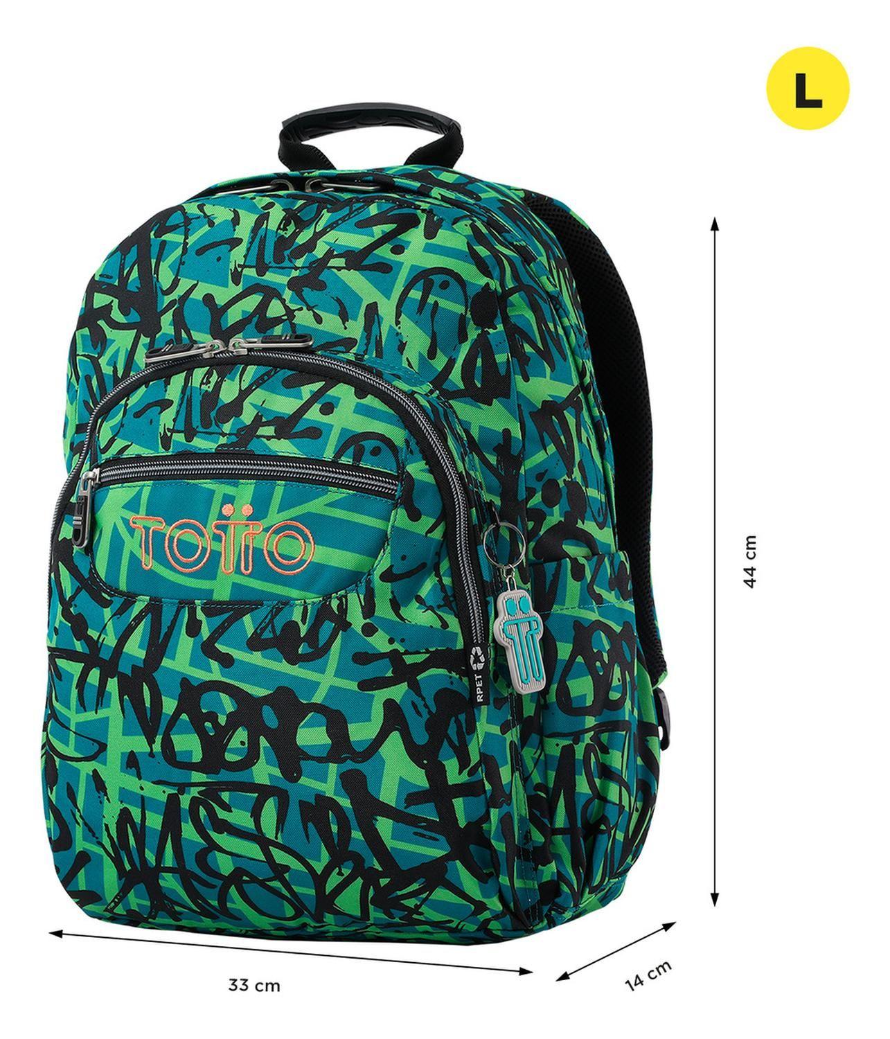 Mochila Escolar Totto Acuarela Rpet Verde Linet-2