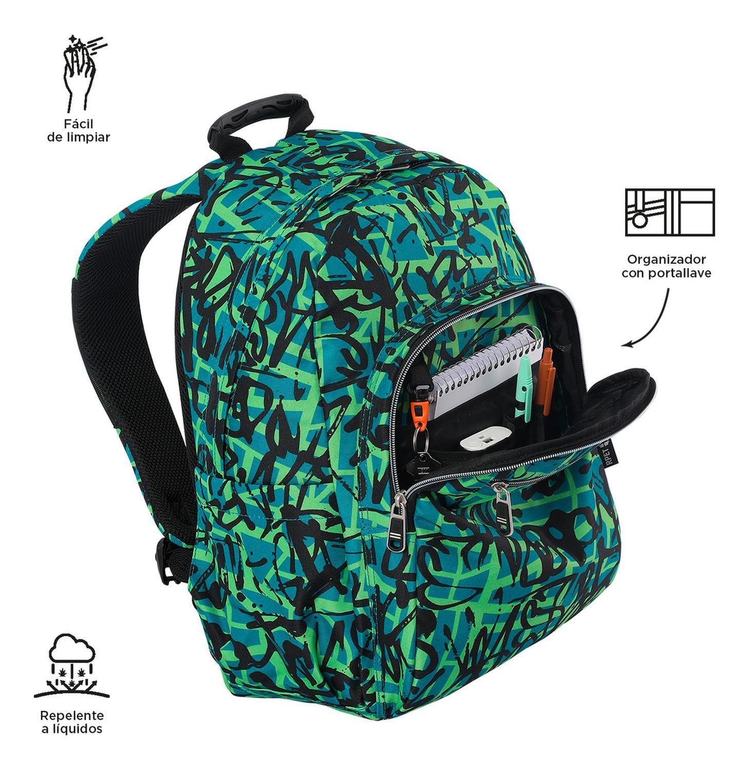Mochila Escolar Totto Acuarela Rpet Verde Linet-5