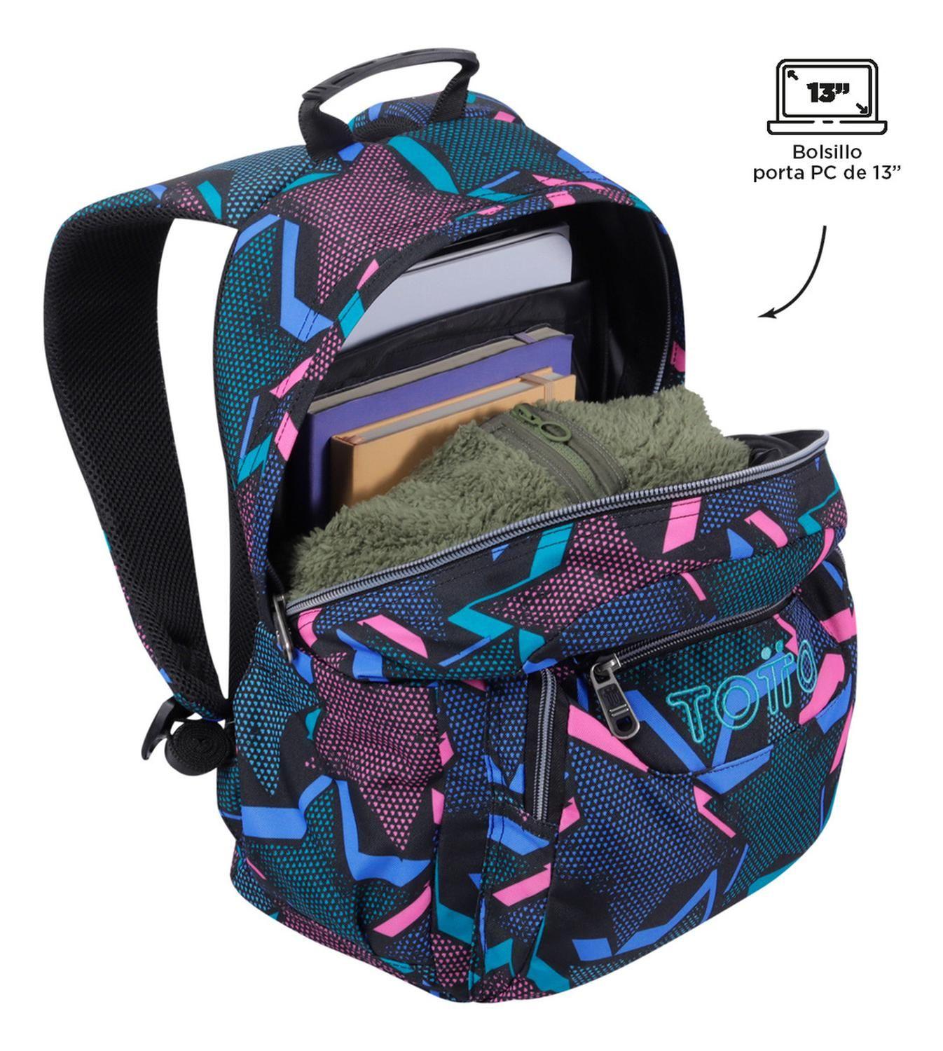 Mochila Escolar Totto Gommas Rpet Negro Lety Black-4