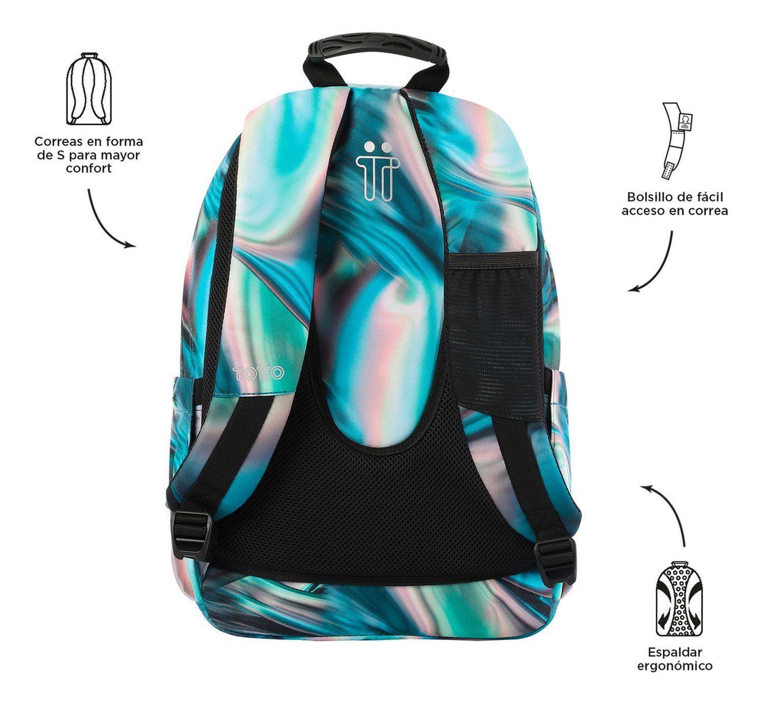 Mochila Escolar Totto Acuarela Rpet Verde Zefiro-3