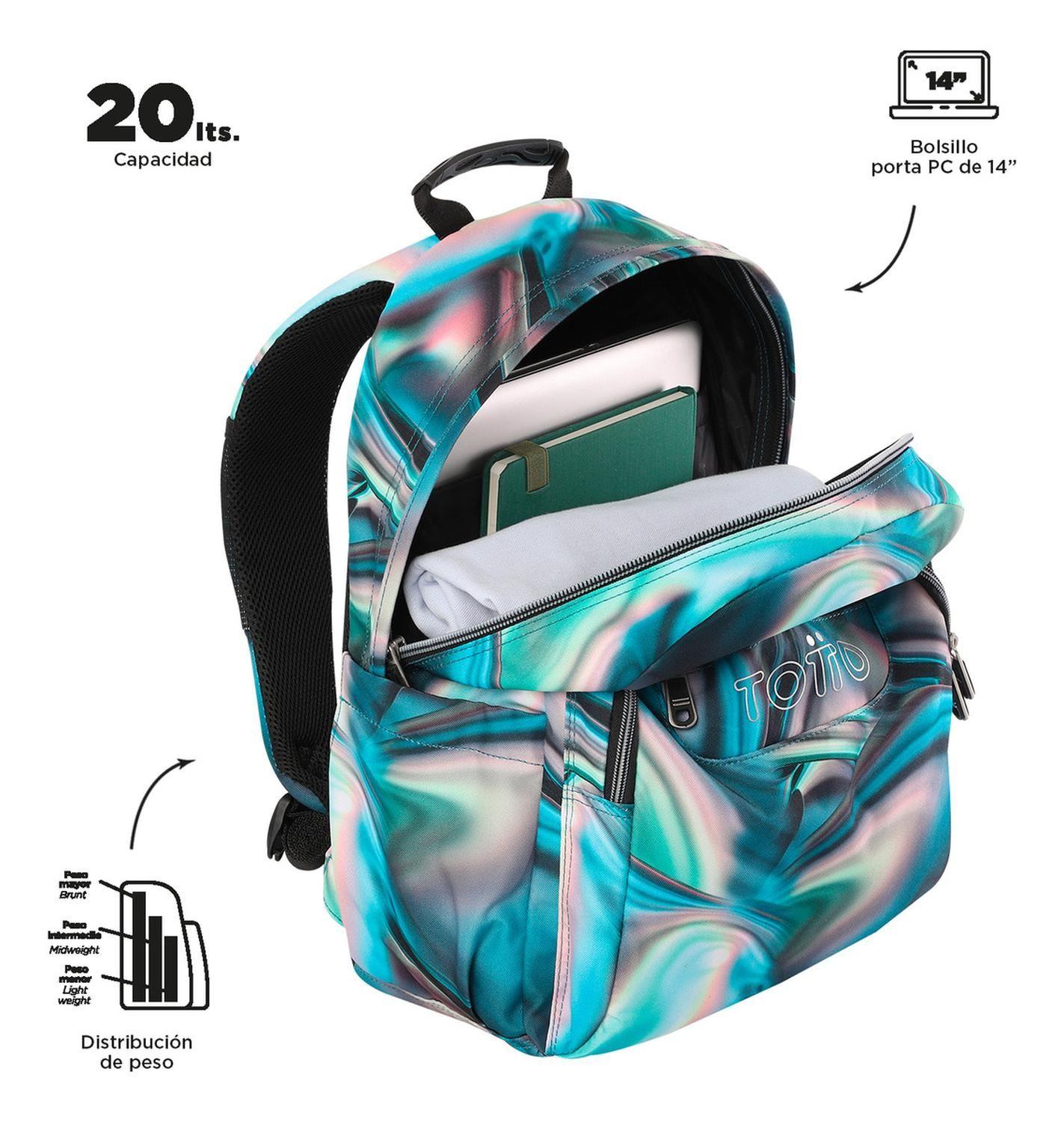 Mochila Escolar Totto Acuarela Rpet Verde Zefiro-4