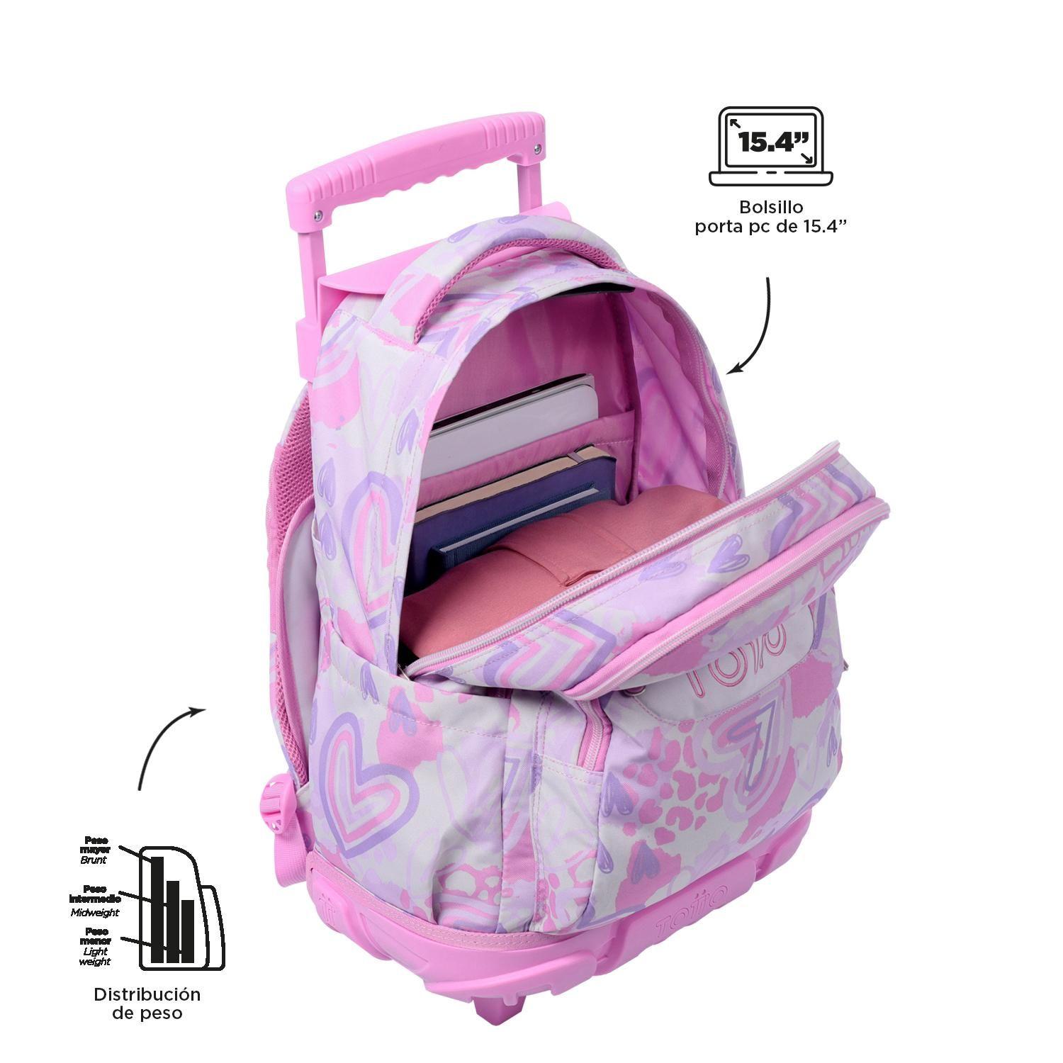 Mochila Escolar con Ruedas Bomper Renglon Amalia-4